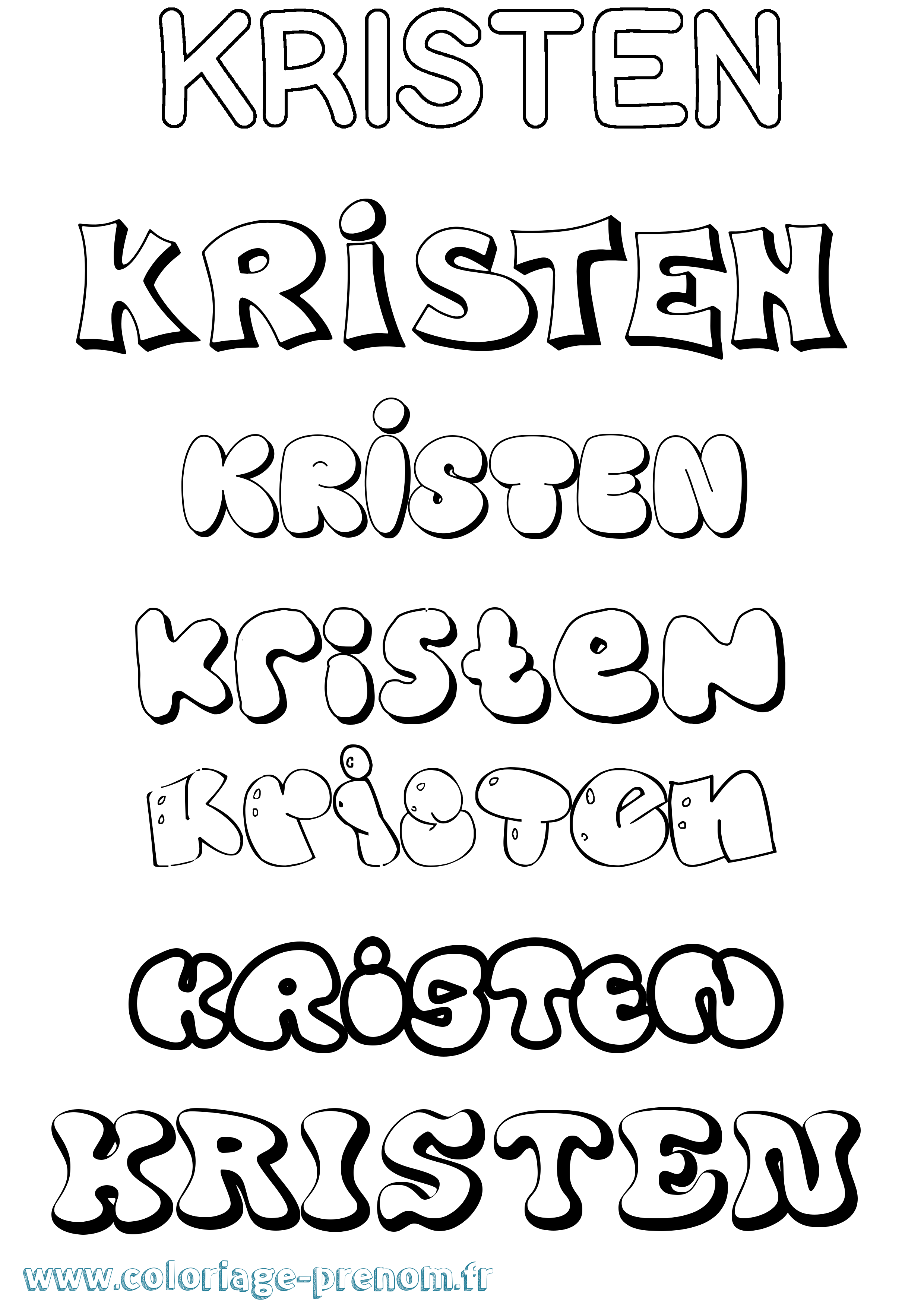 Coloriage Kristen Bubble Coloriage prénom Kristen Bubble