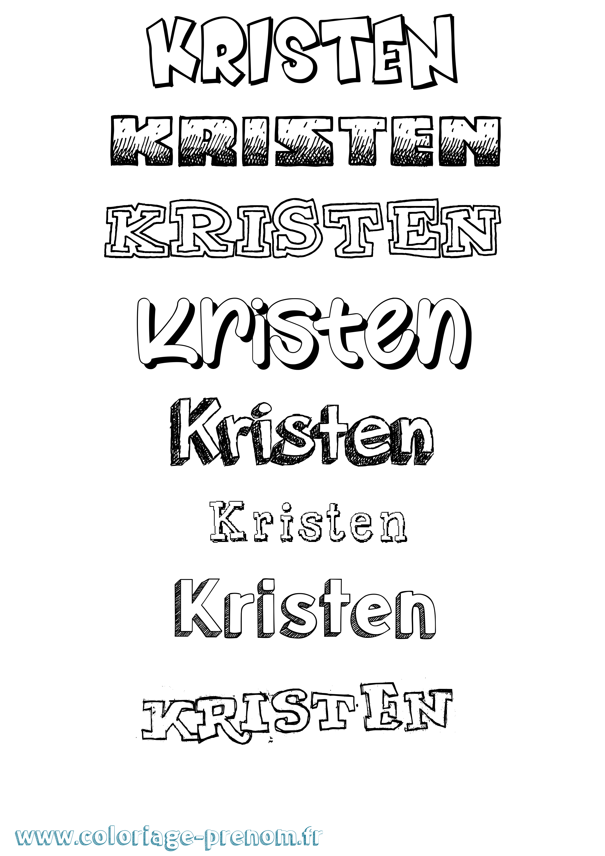 Coloriage Kristen Dessiné Coloriage prénom Kristen Dessiné