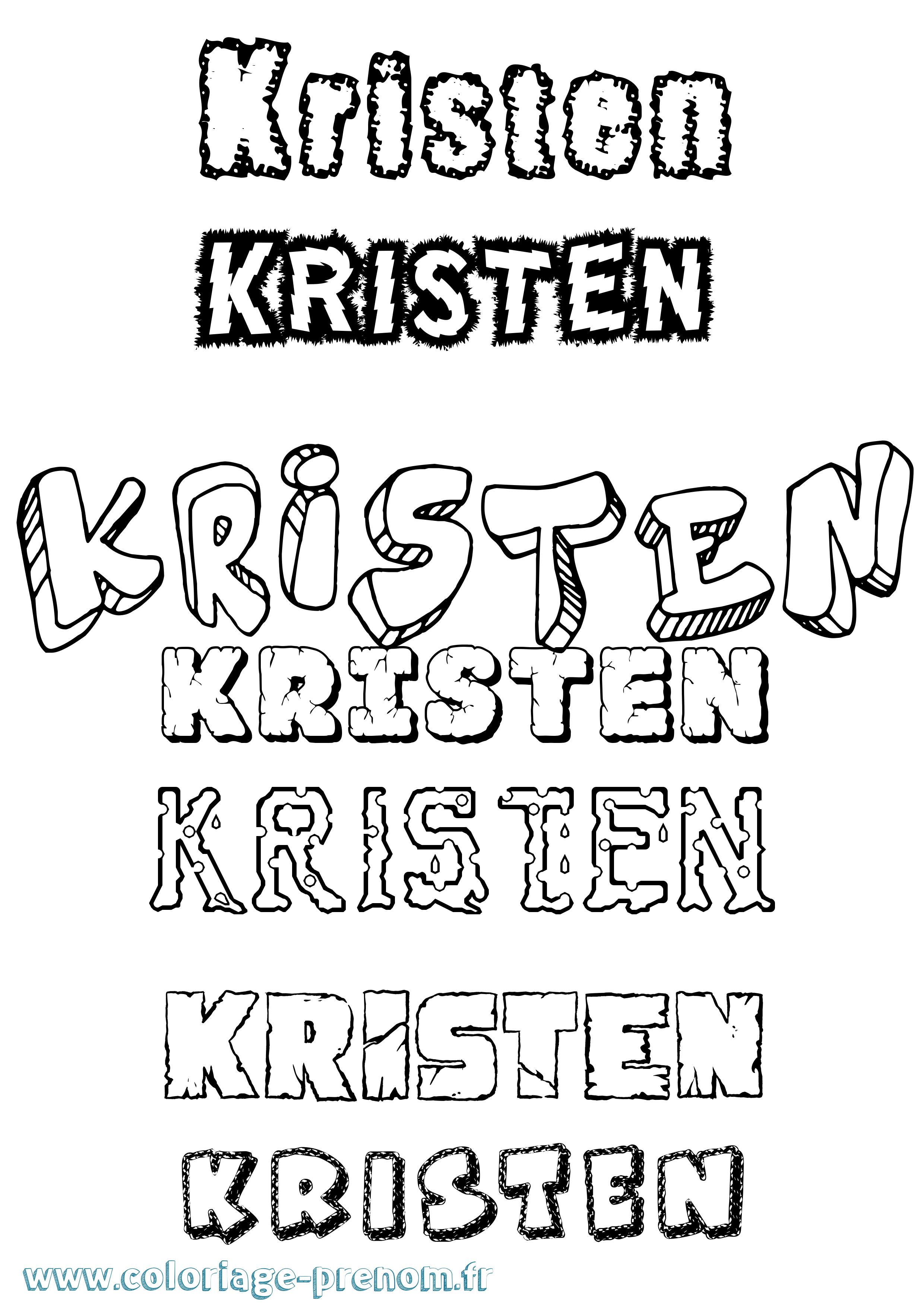 Coloriage Kristen Destructuré Coloriage prénom Kristen Destructuré