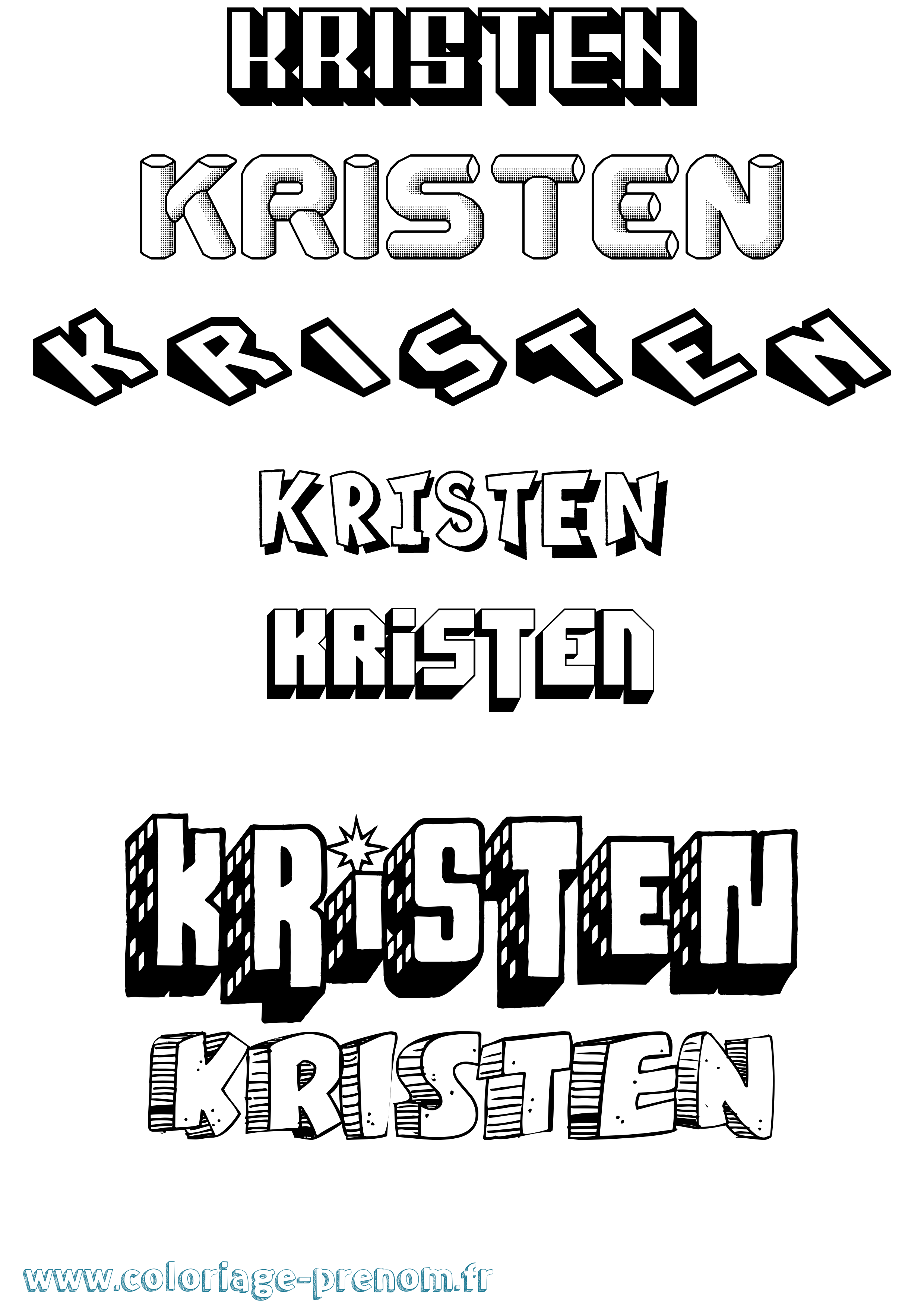Coloriage Kristen Effet 3D Coloriage prénom Kristen Effet 3D