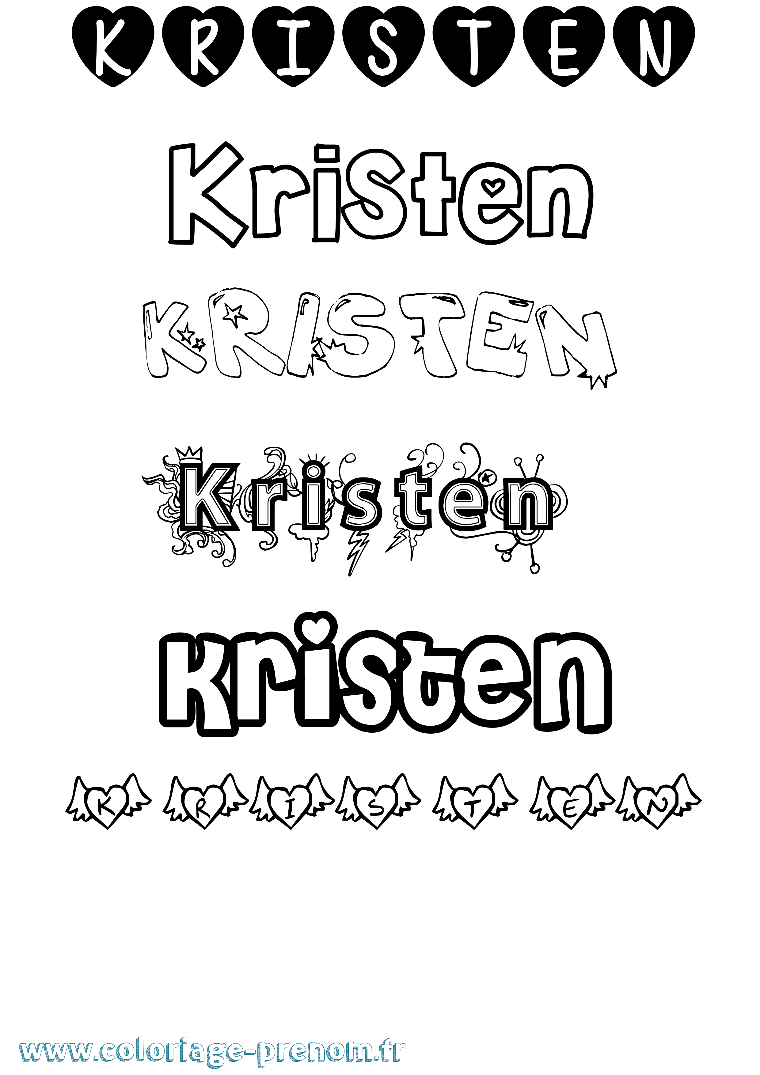 Coloriage Kristen Girly Coloriage prénom Kristen Girly