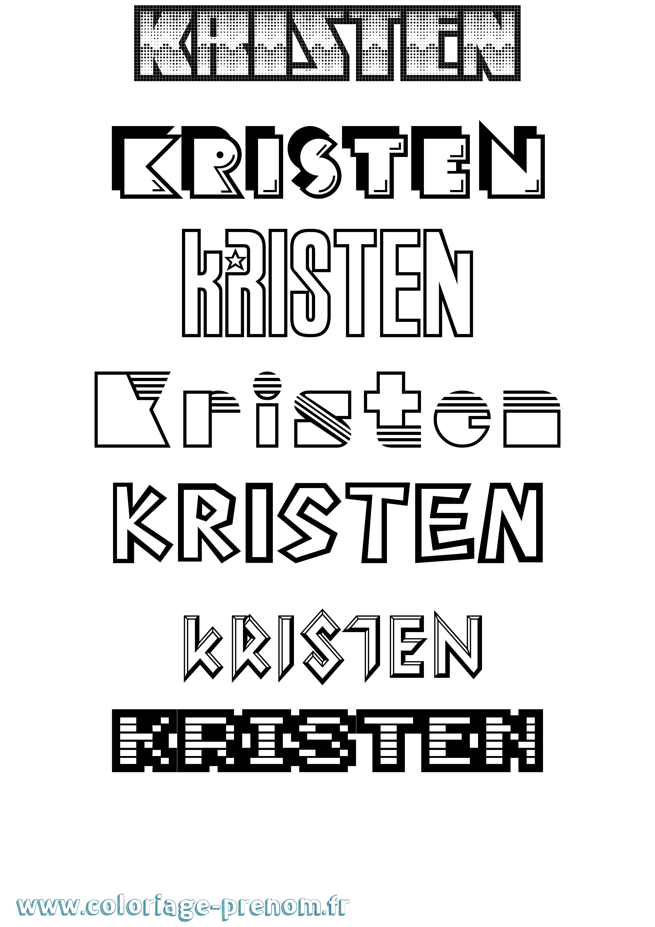 Coloriage Kristen Jeux Vidéos Coloriage prénom Kristen Jeux Vidéos