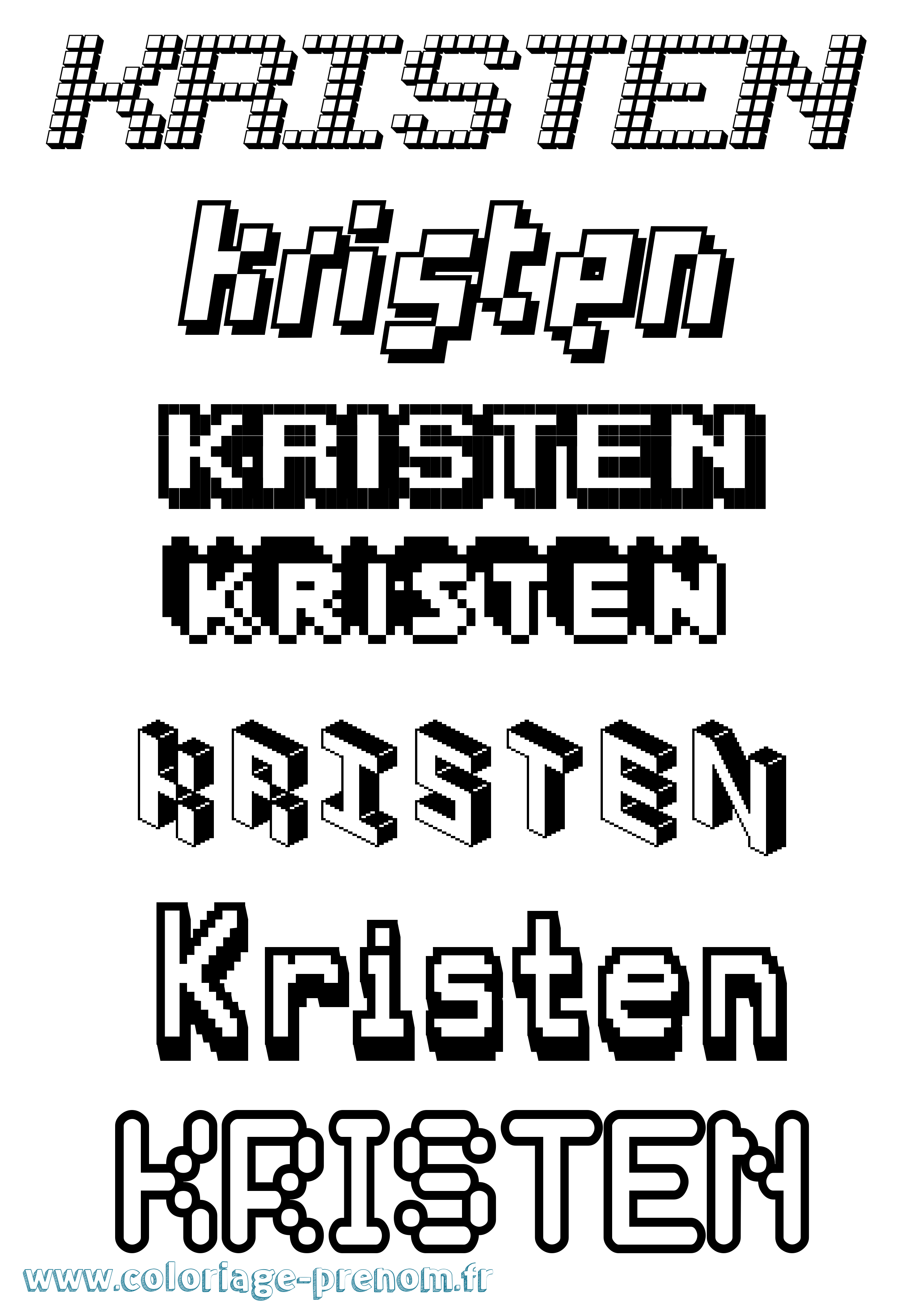 Coloriage Kristen Pixel Coloriage prénom Kristen Pixel