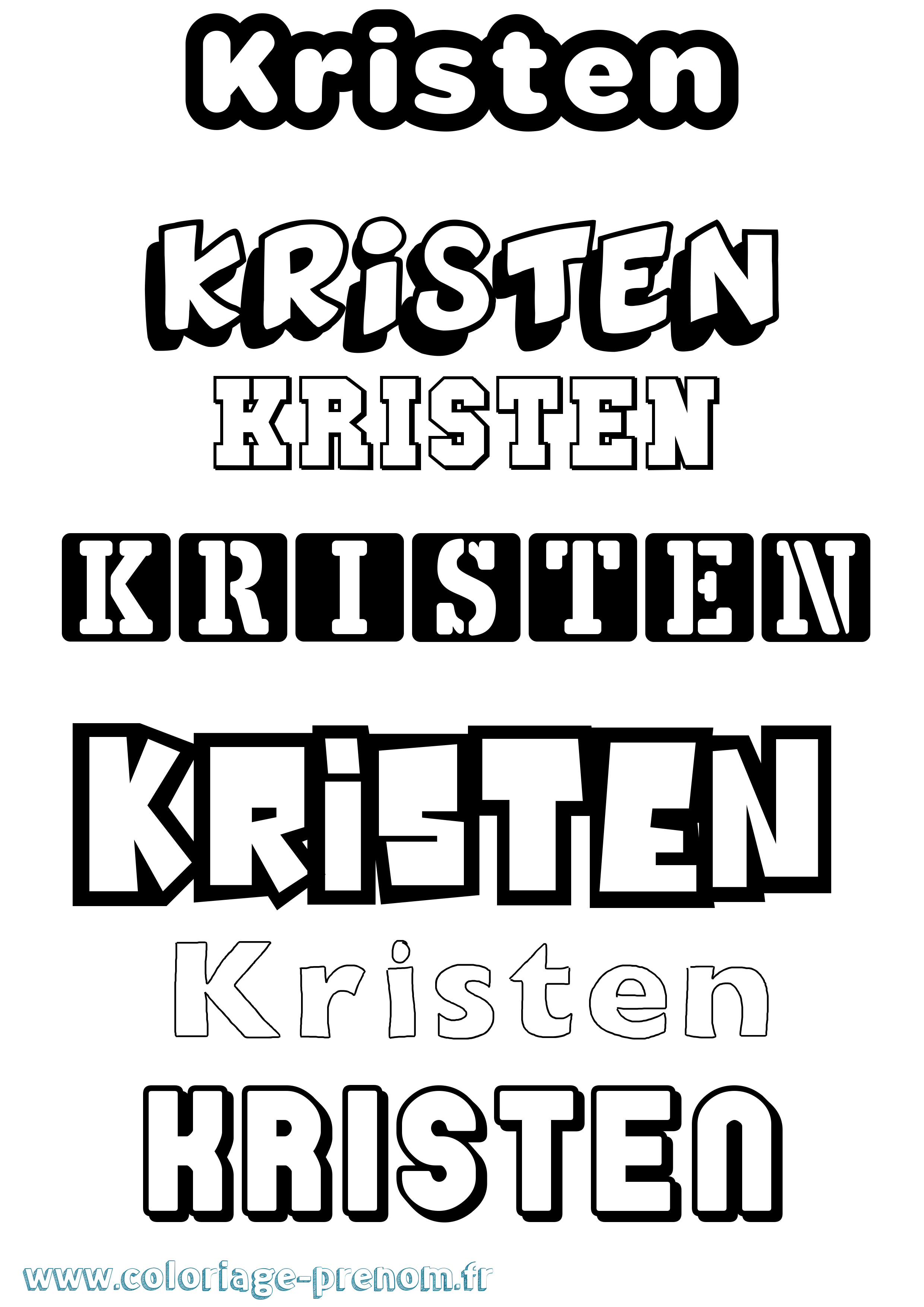 Coloriage Kristen Simple Coloriage prénom Kristen Simple