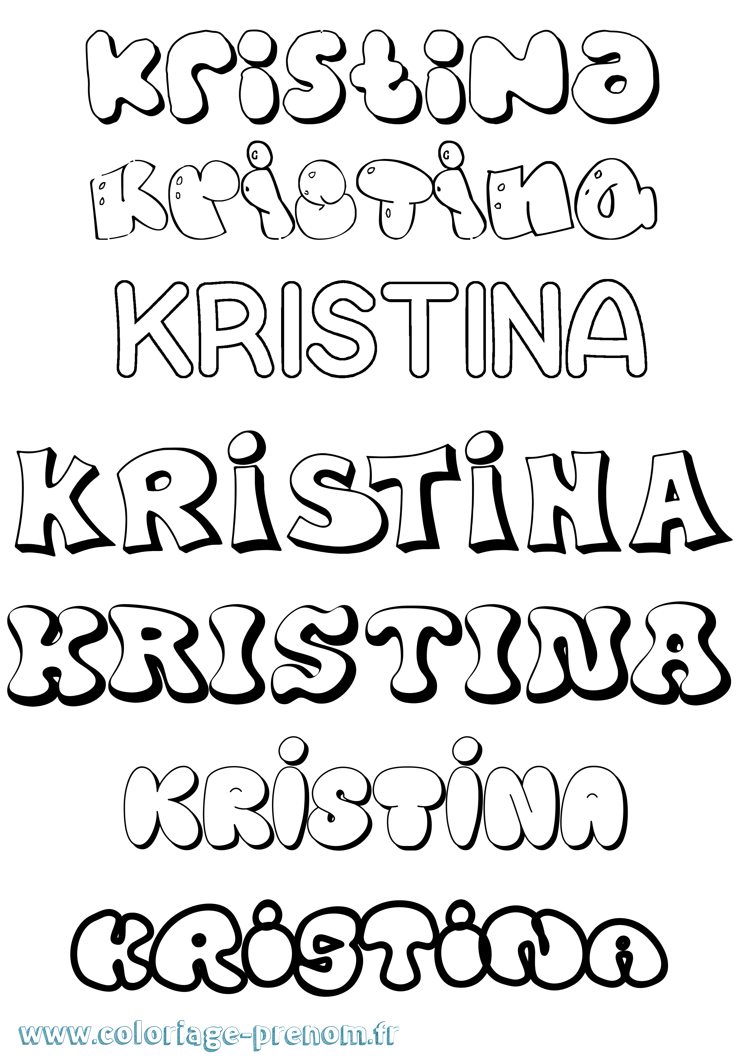 Coloriage prénom Kristina Bubble