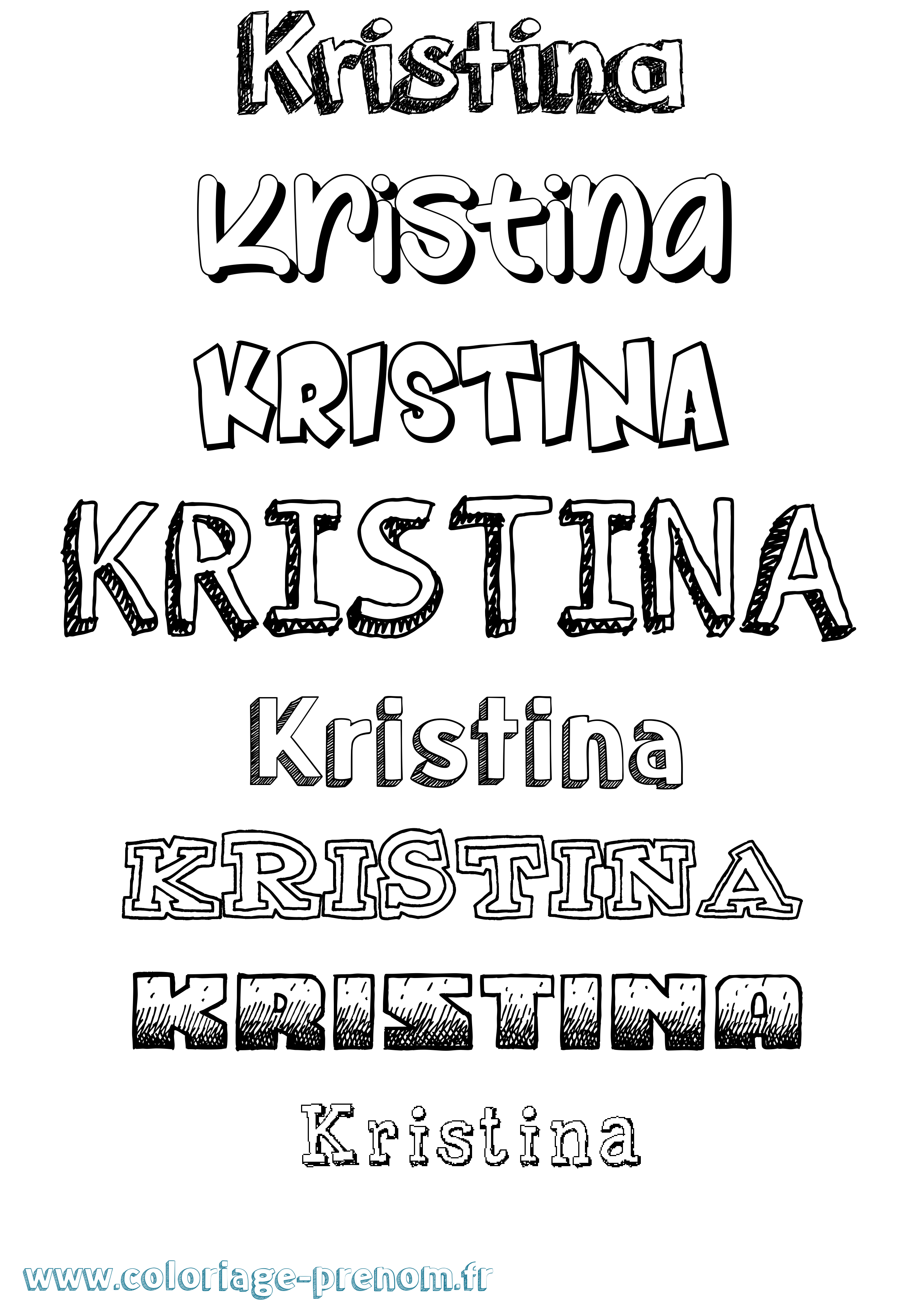 Coloriage prénom Kristina Dessiné
