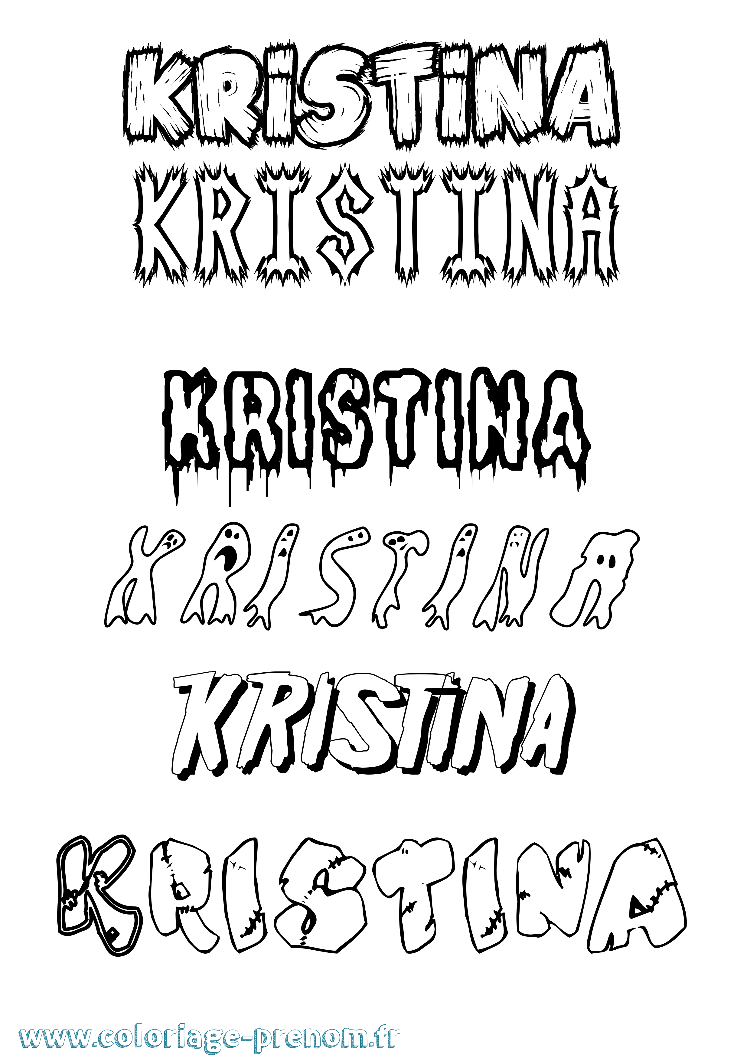 Coloriage prénom Kristina Frisson