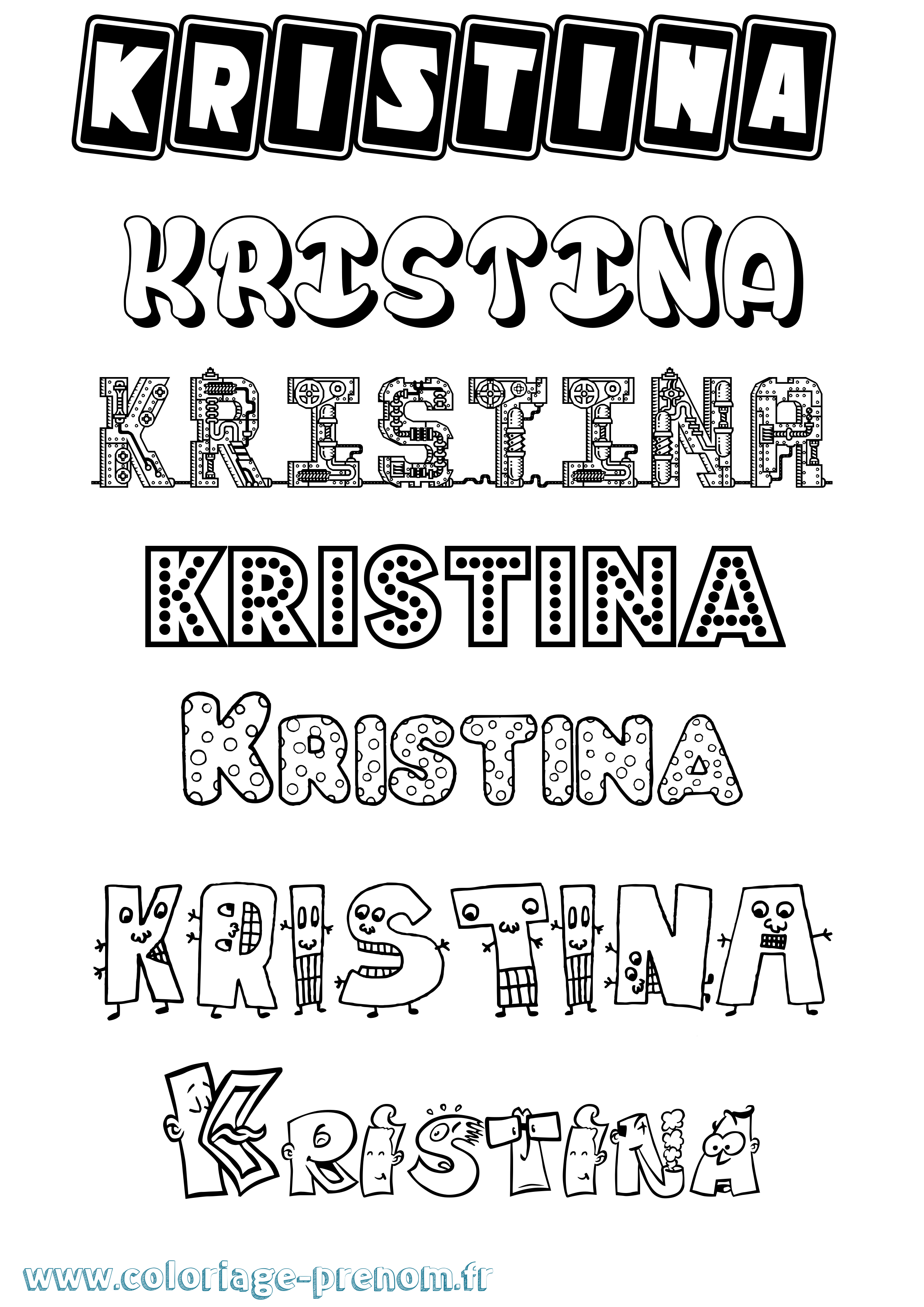 Coloriage prénom Kristina Fun