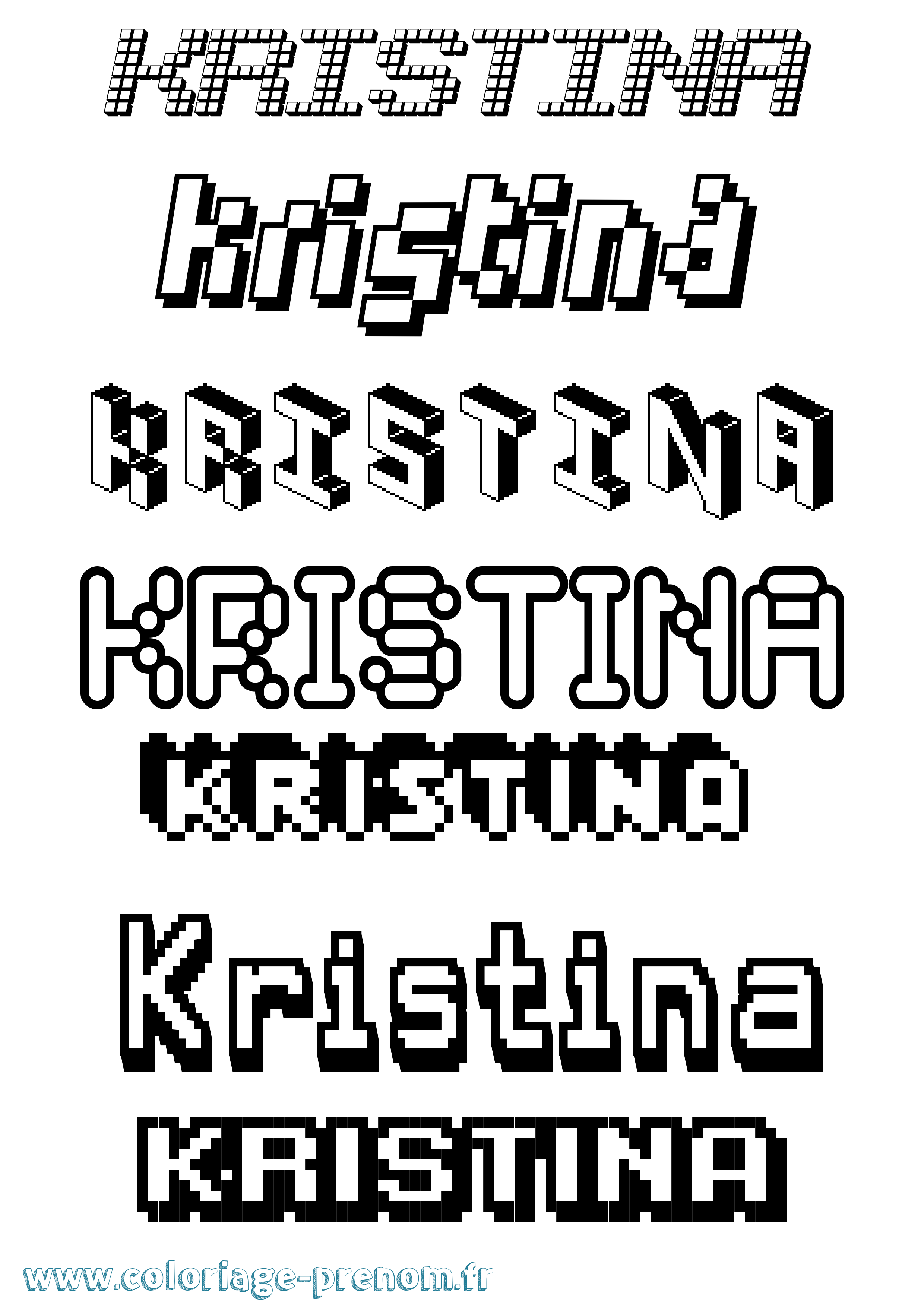 Coloriage prénom Kristina Pixel