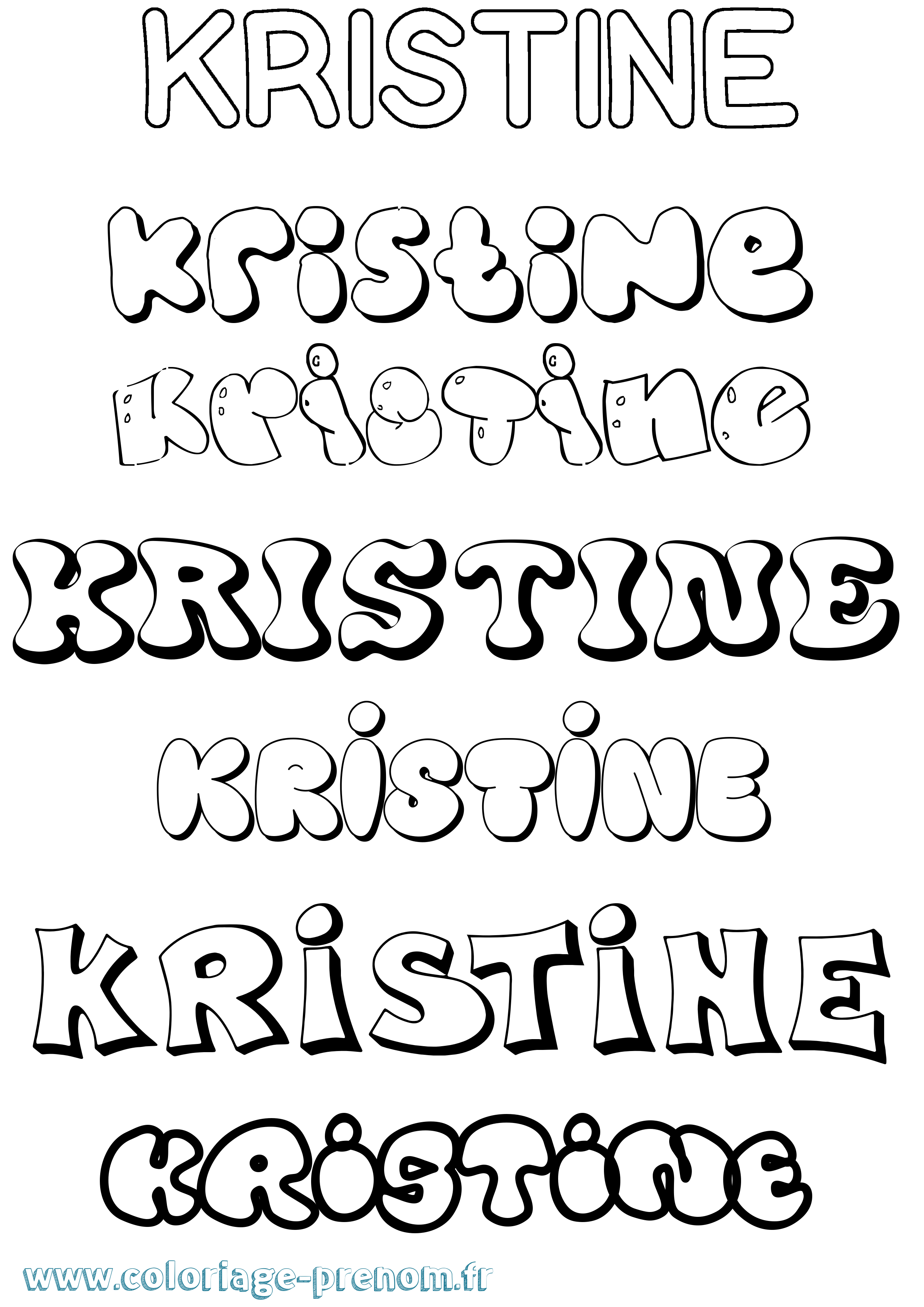 Coloriage prénom Kristine Bubble