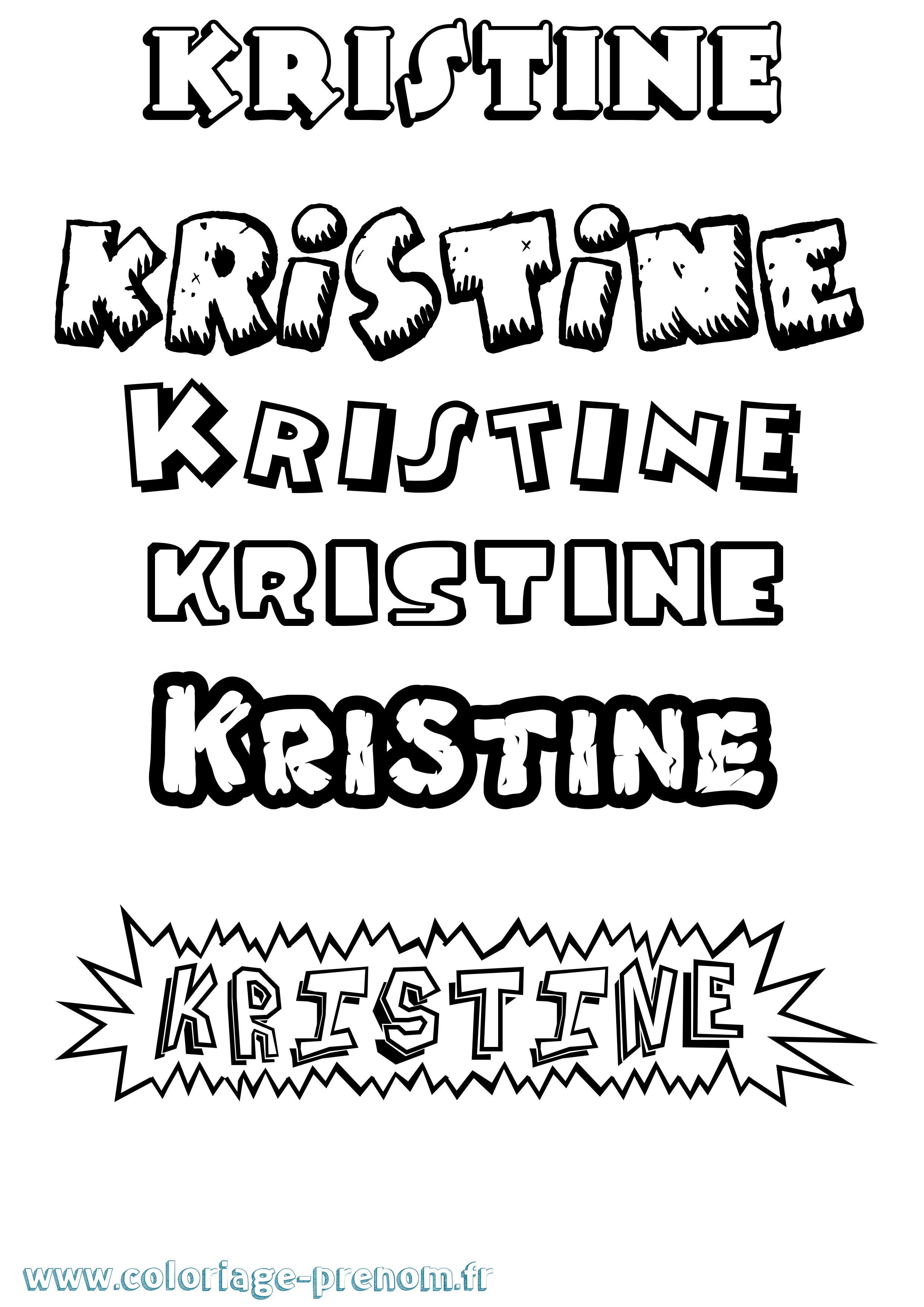 Coloriage Kristine Dessin Animé Coloriage prénom Kristine Dessin Animé