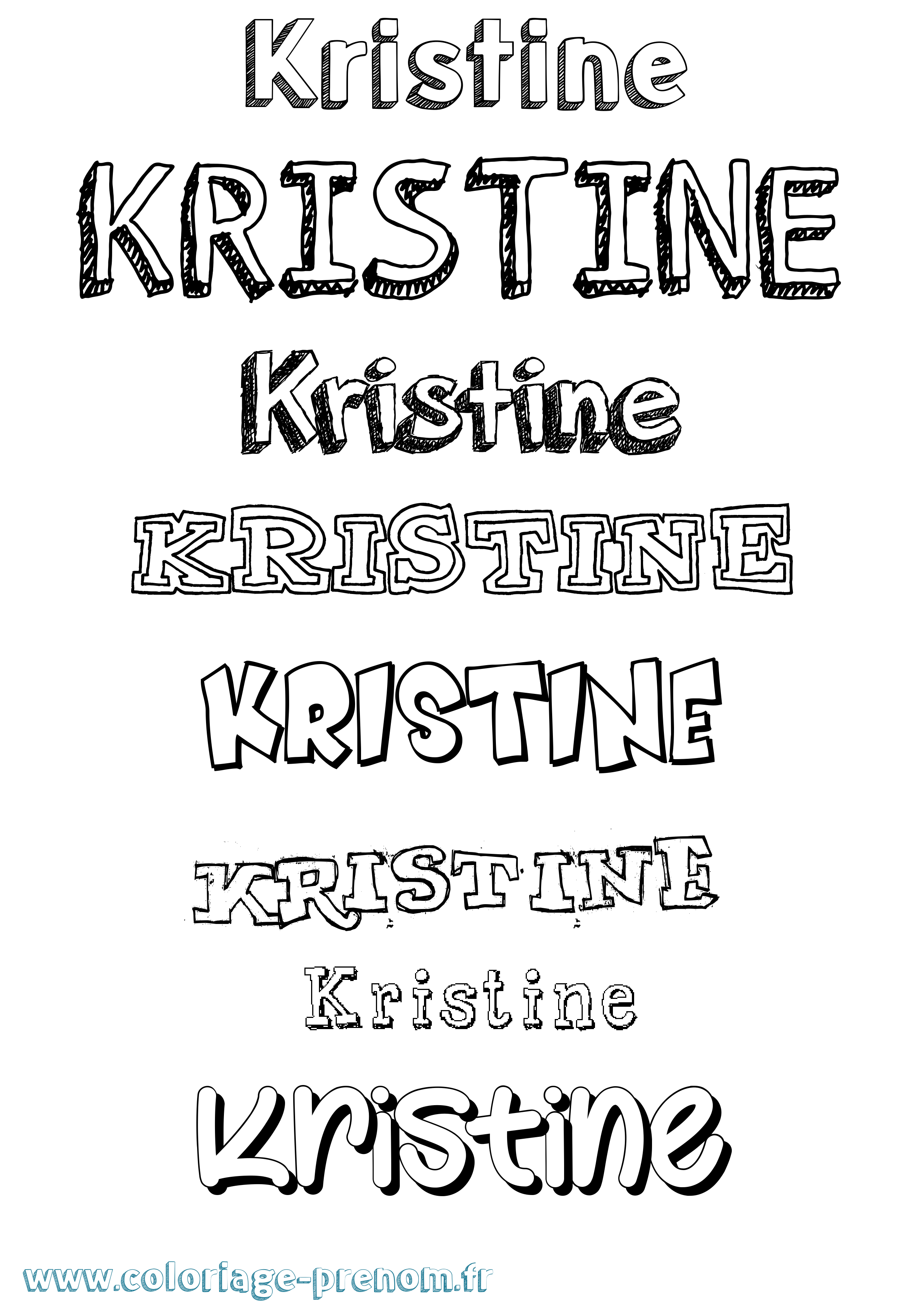 Coloriage Kristine Dessiné Coloriage prénom Kristine Dessiné