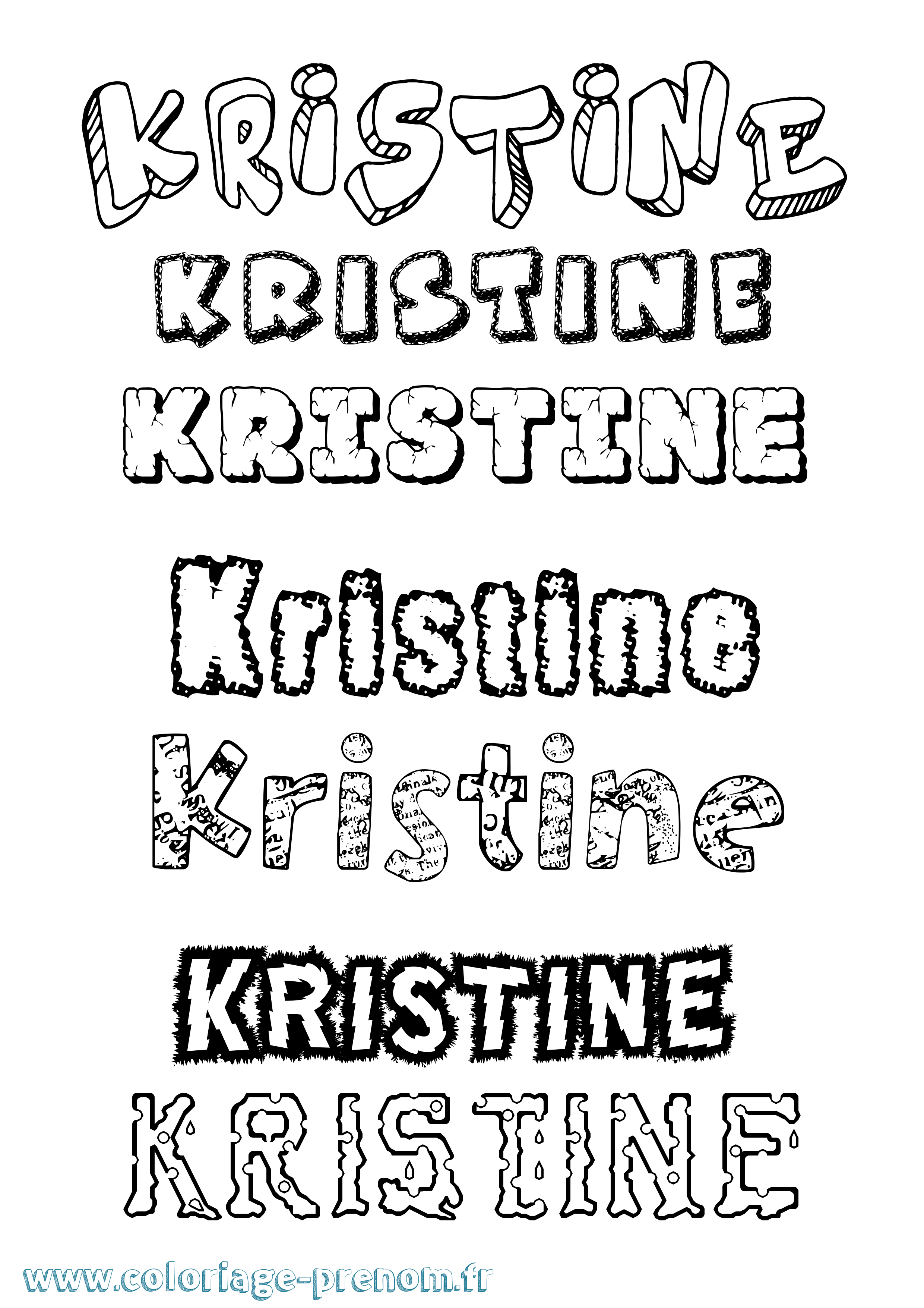 Coloriage Kristine Destructuré Coloriage prénom Kristine Destructuré