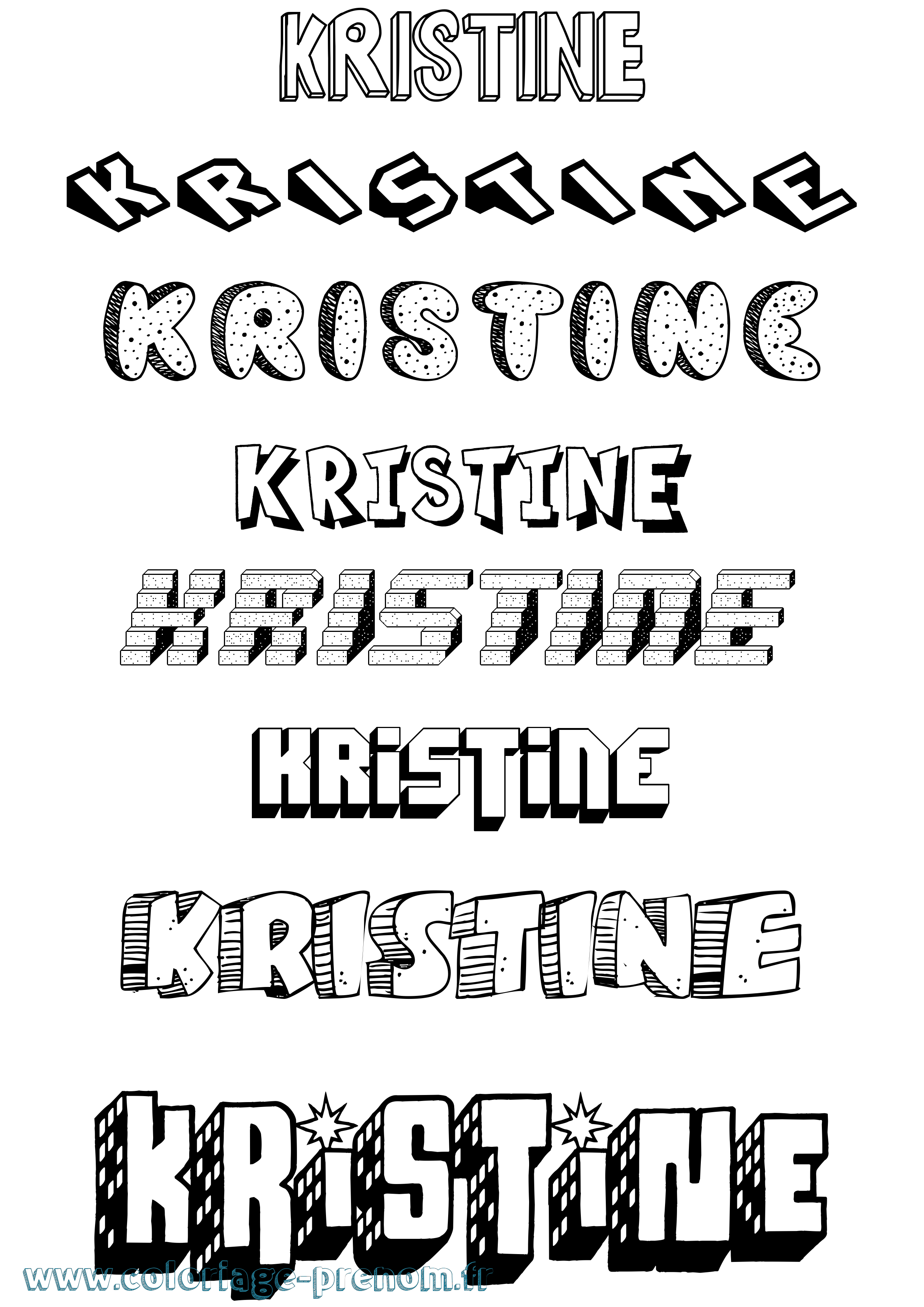 Coloriage Kristine Effet 3D Coloriage prénom Kristine Effet 3D