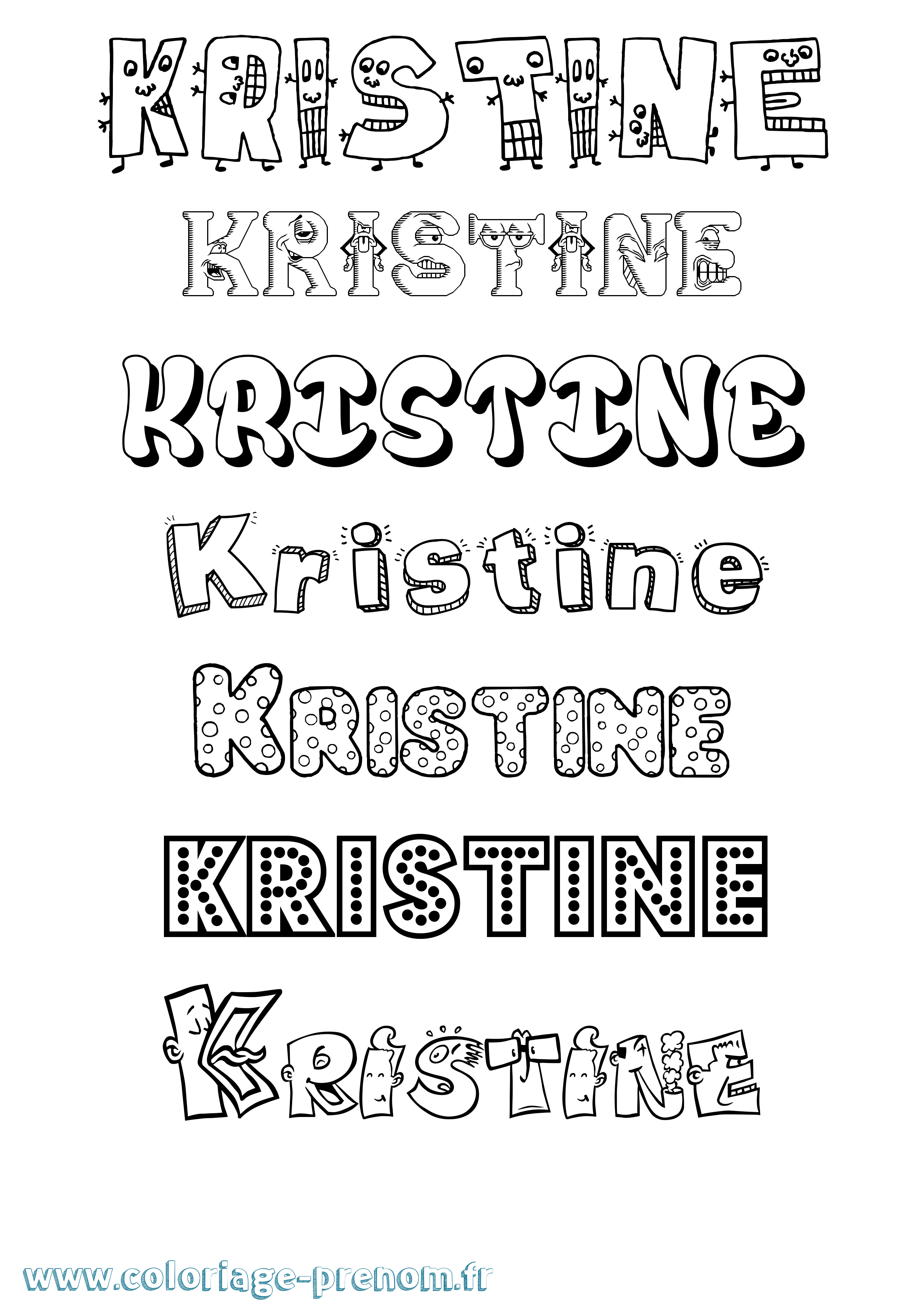 Coloriage Kristine Fun Coloriage prénom Kristine Fun