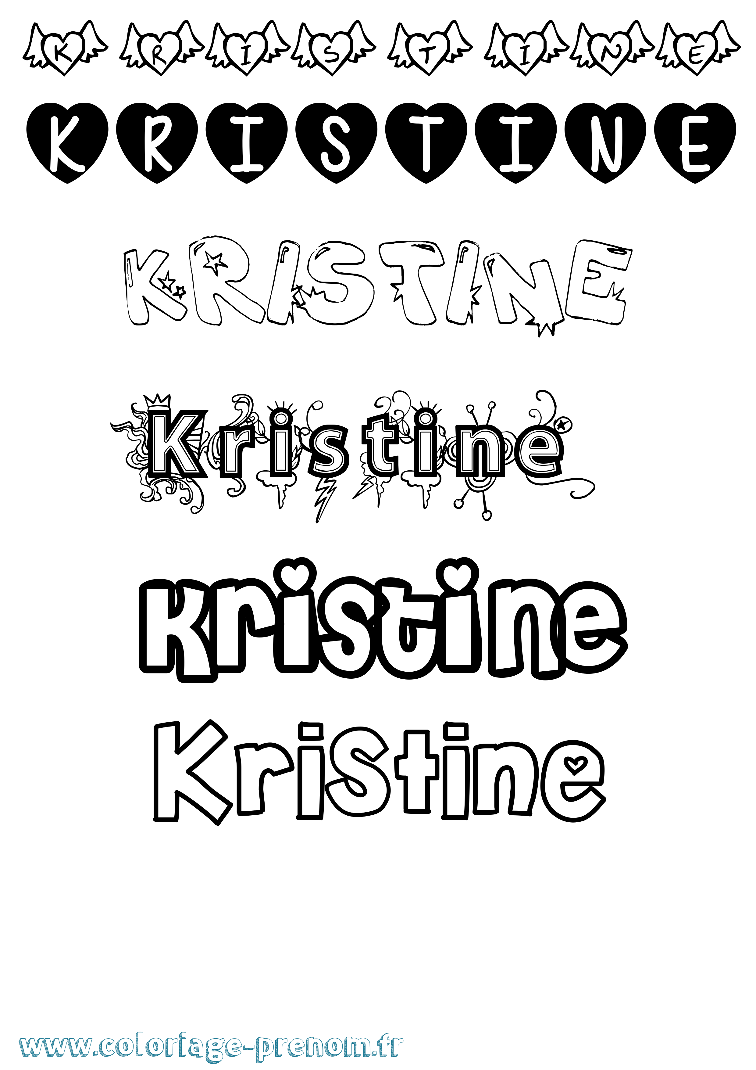 Coloriage Kristine Girly Coloriage prénom Kristine Girly