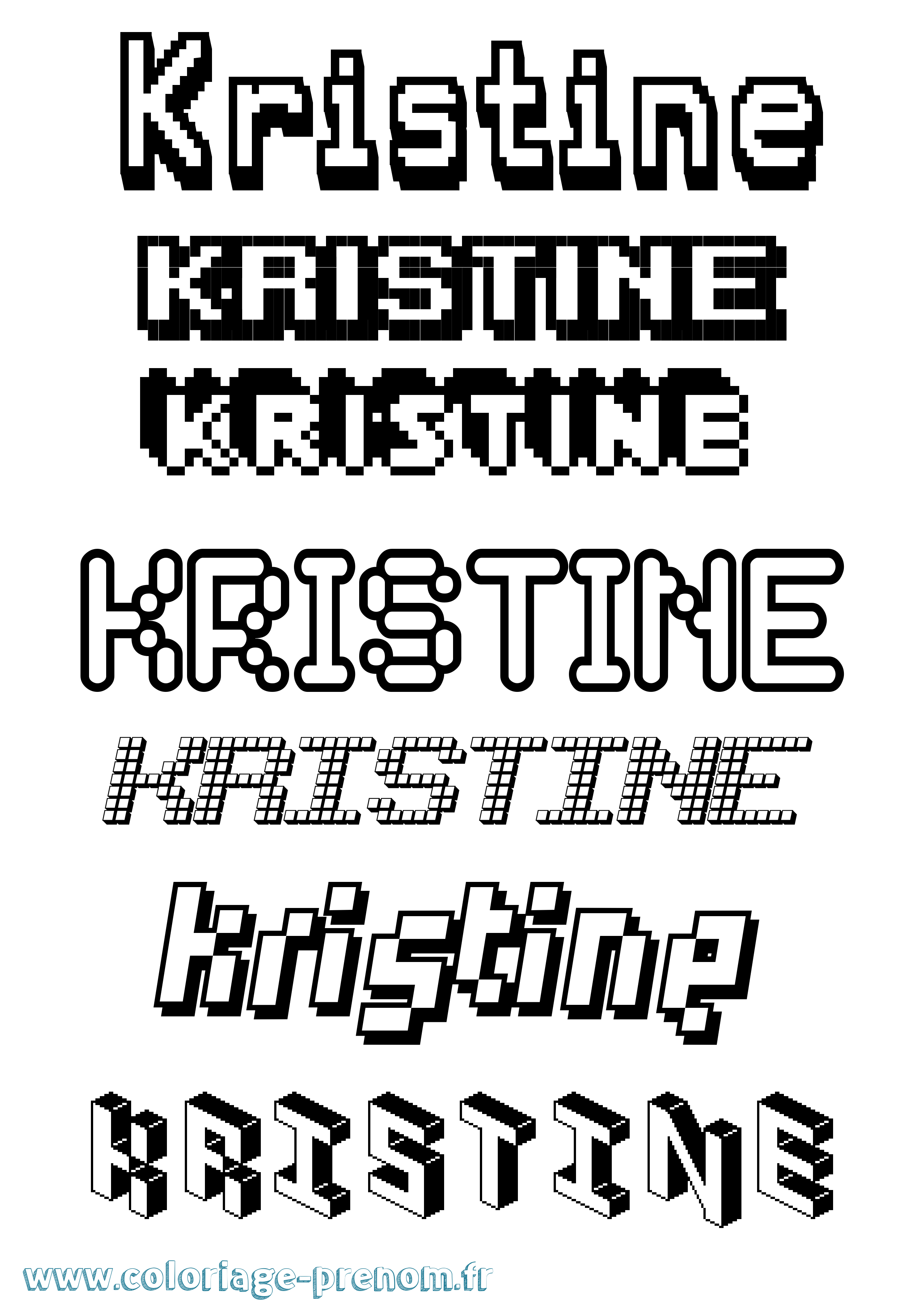 Coloriage prénom Kristine Pixel