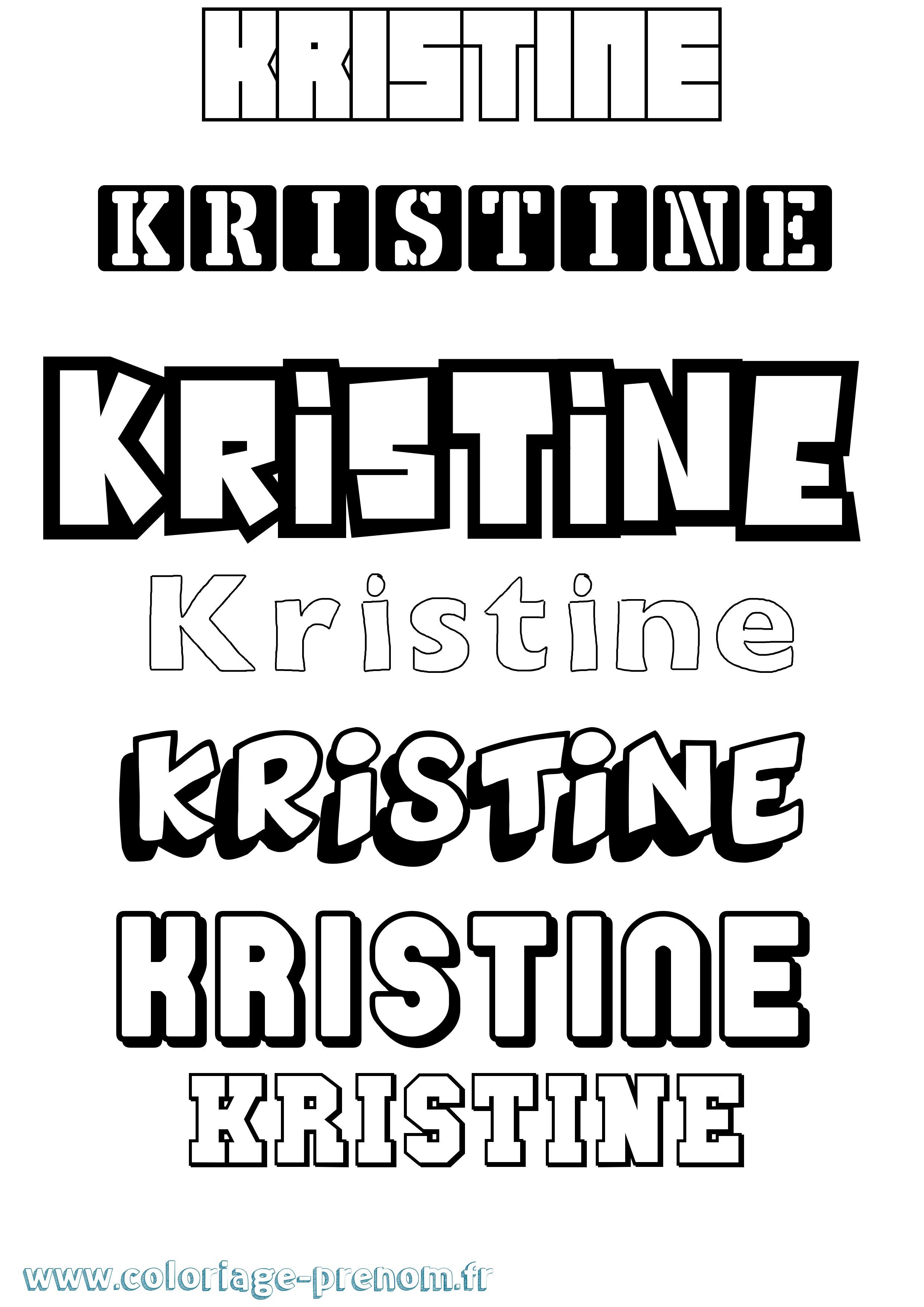 Coloriage Kristine Simple Coloriage prénom Kristine Simple