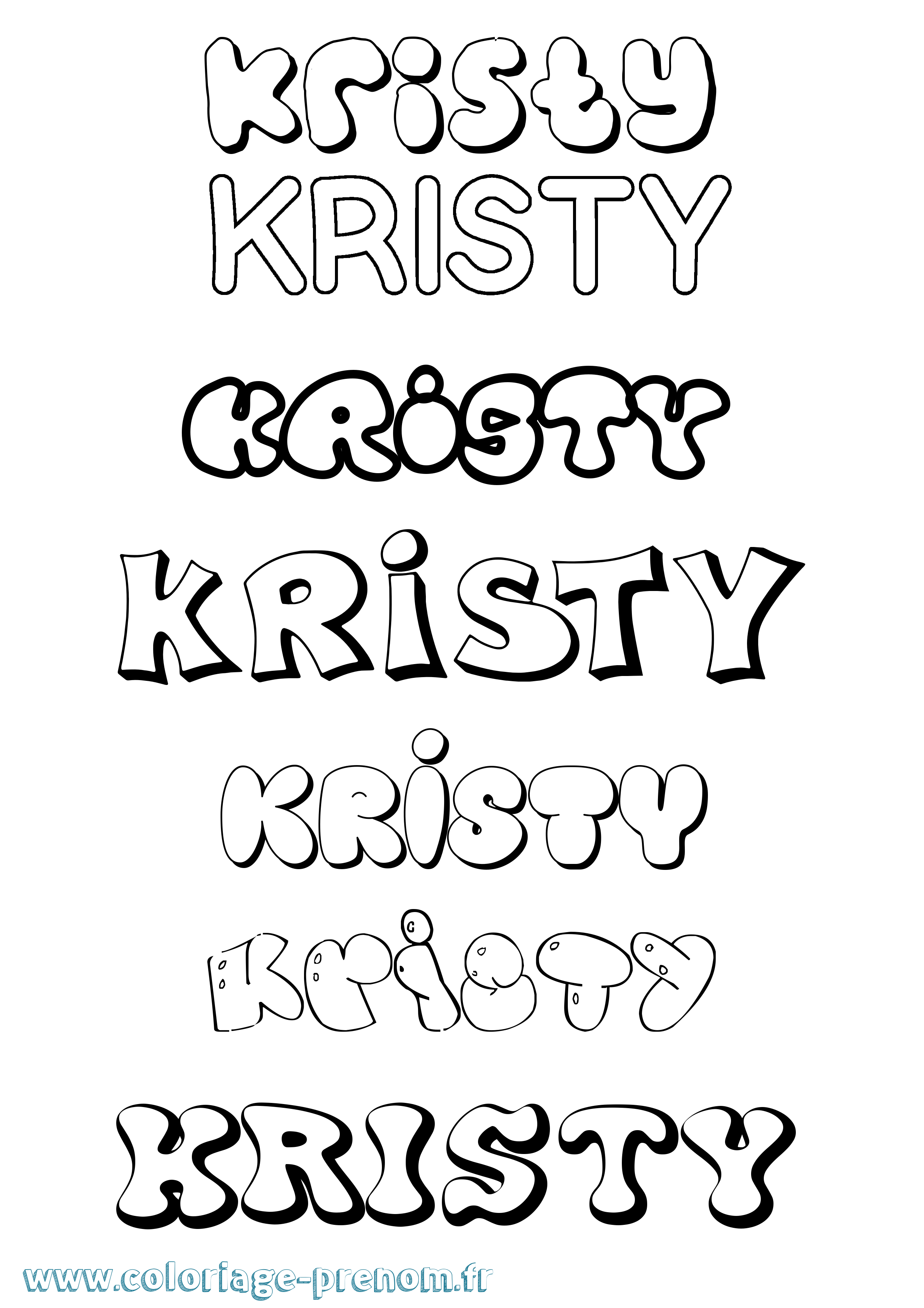 Coloriage prénom Kristy Bubble