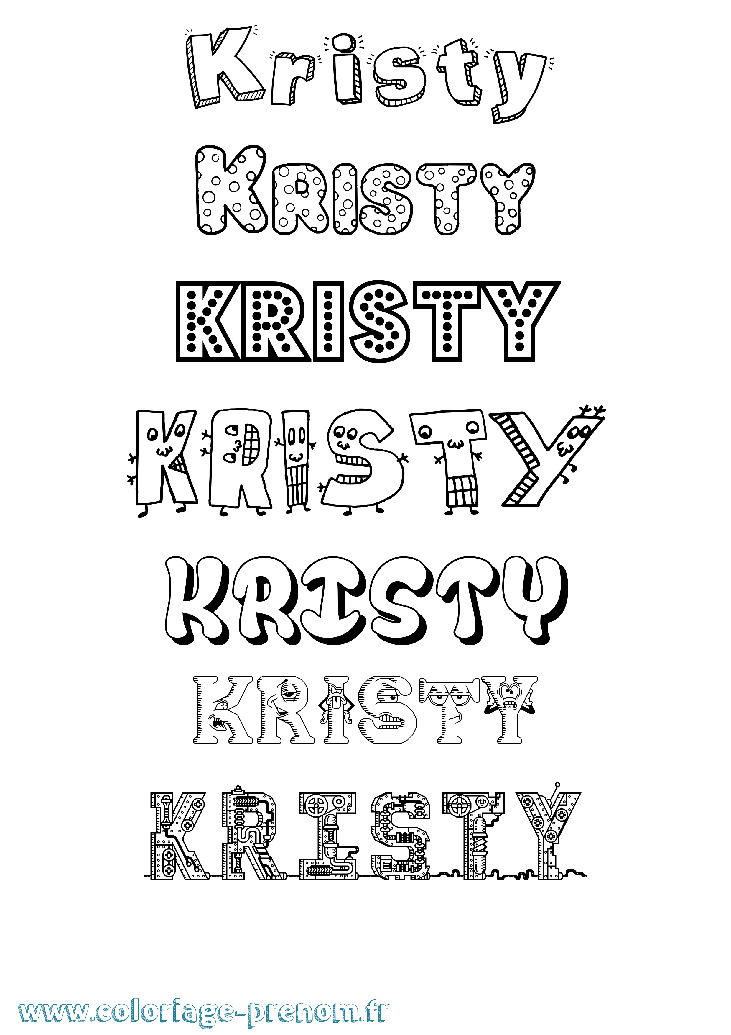 Coloriage prénom Kristy Fun