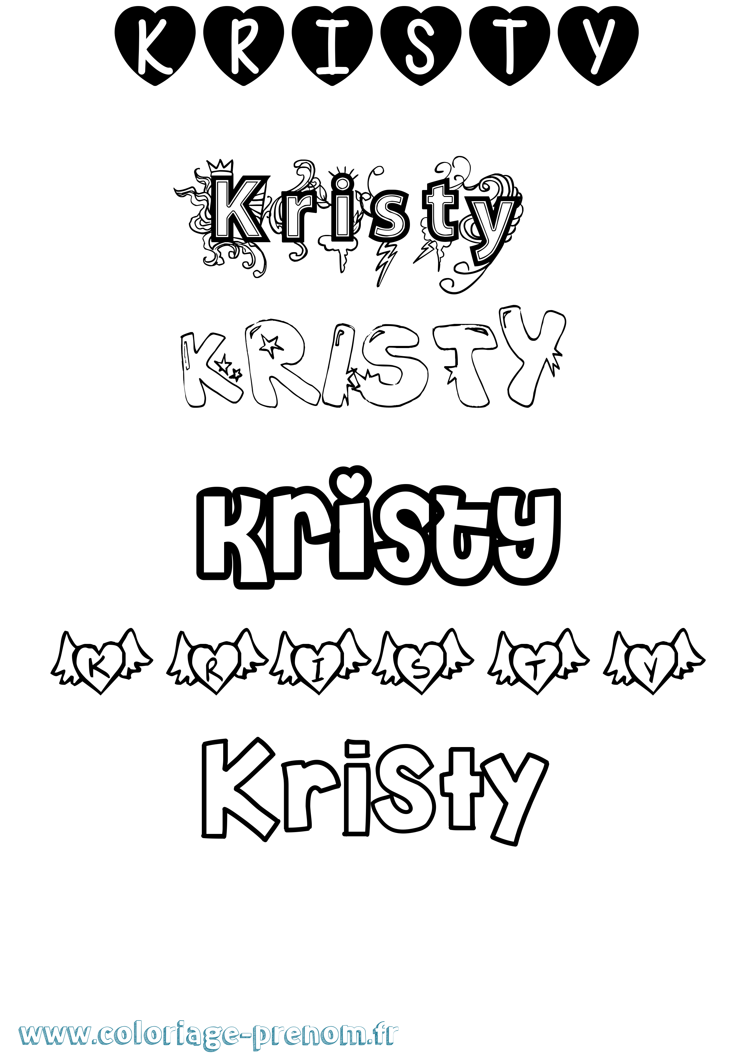 Coloriage prénom Kristy Girly