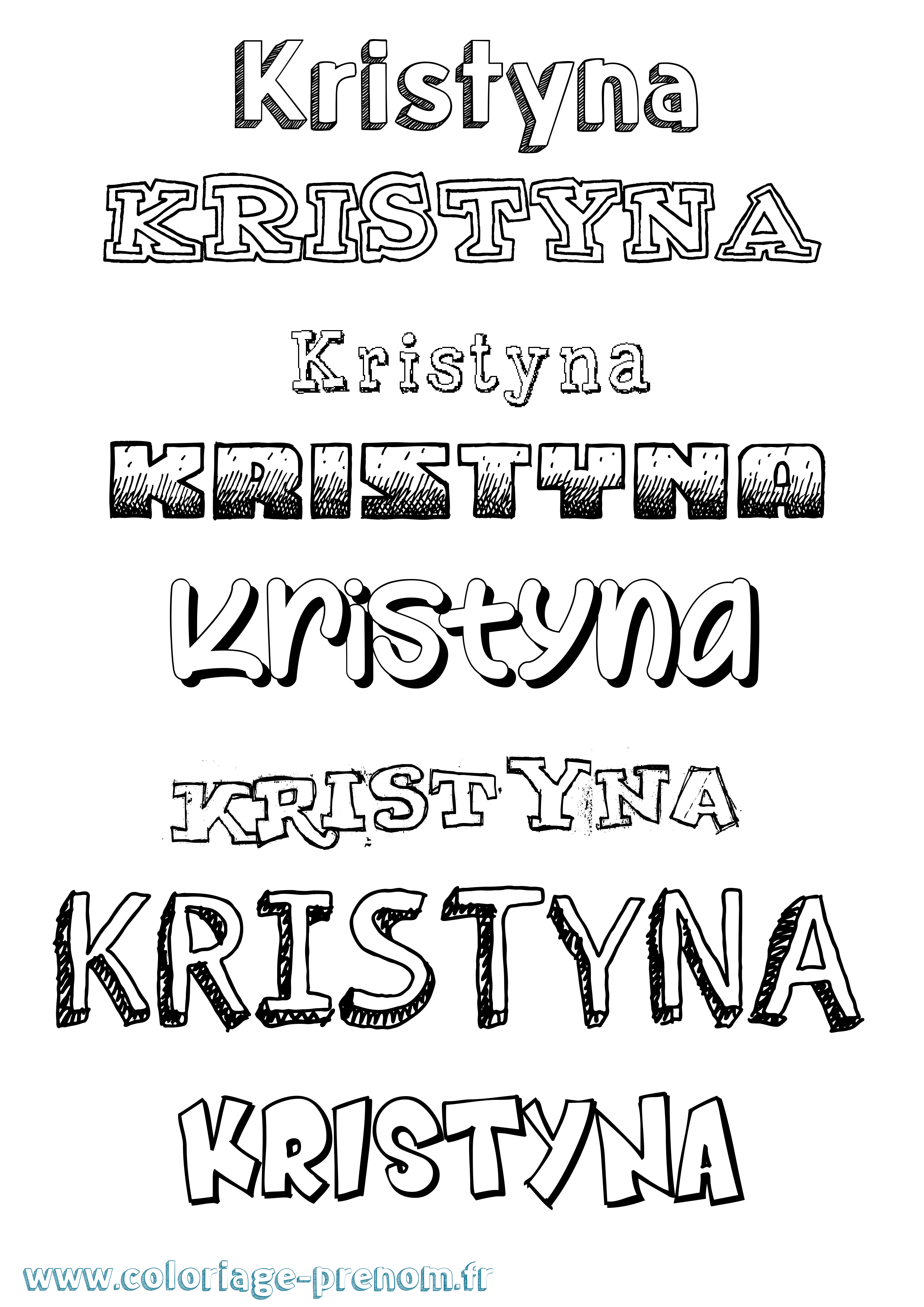 Coloriage prénom Kristyna Dessiné
