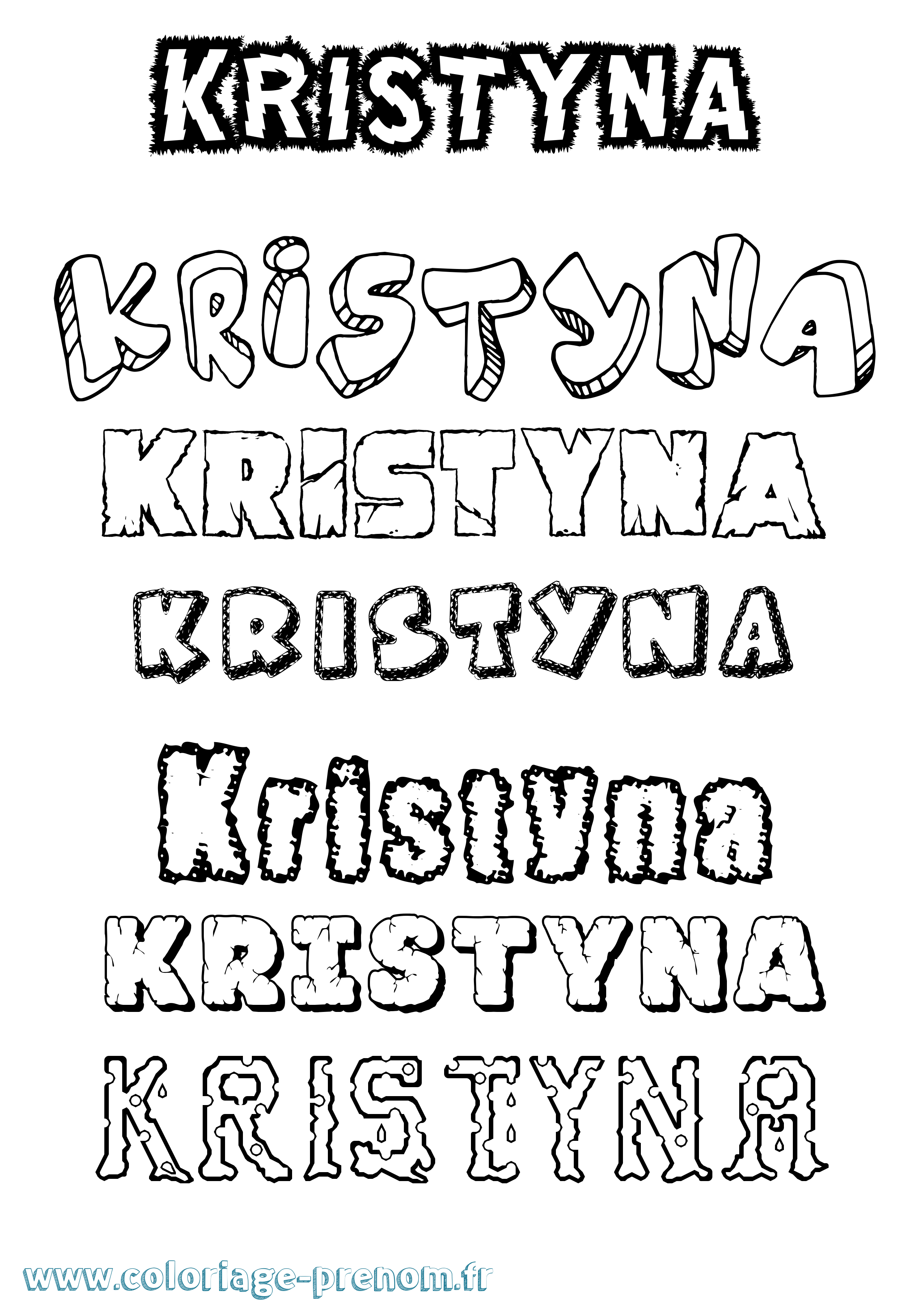 Coloriage prénom Kristyna Destructuré