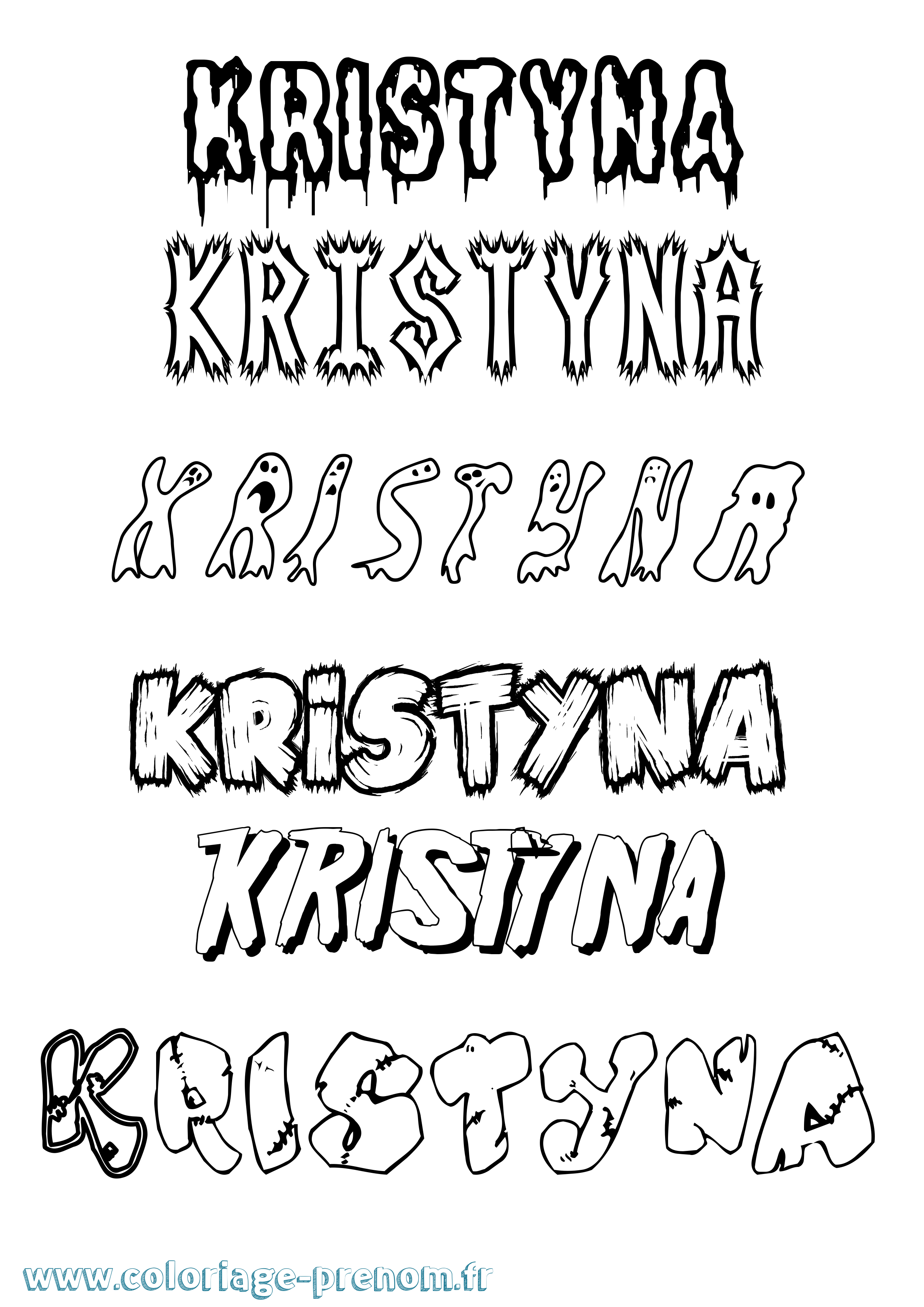 Coloriage prénom Kristyna Frisson