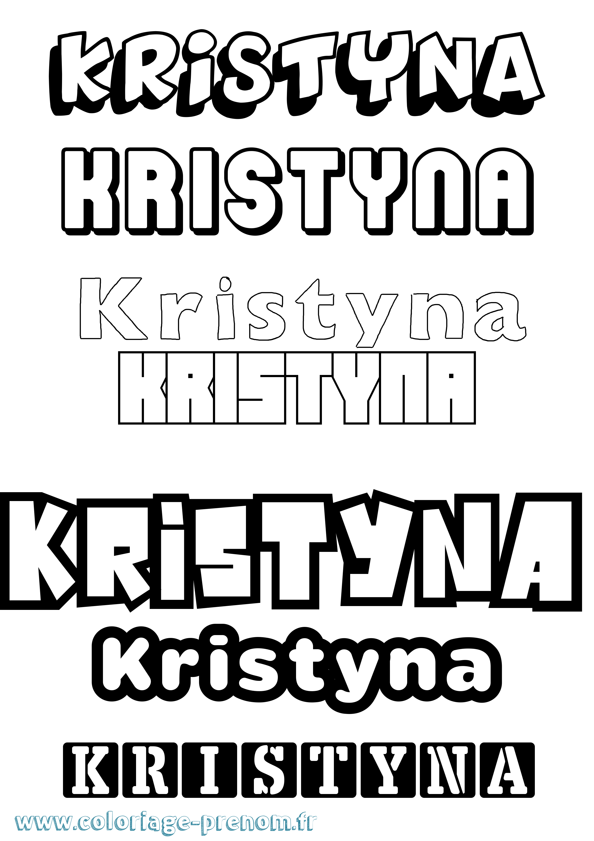 Coloriage prénom Kristyna Simple