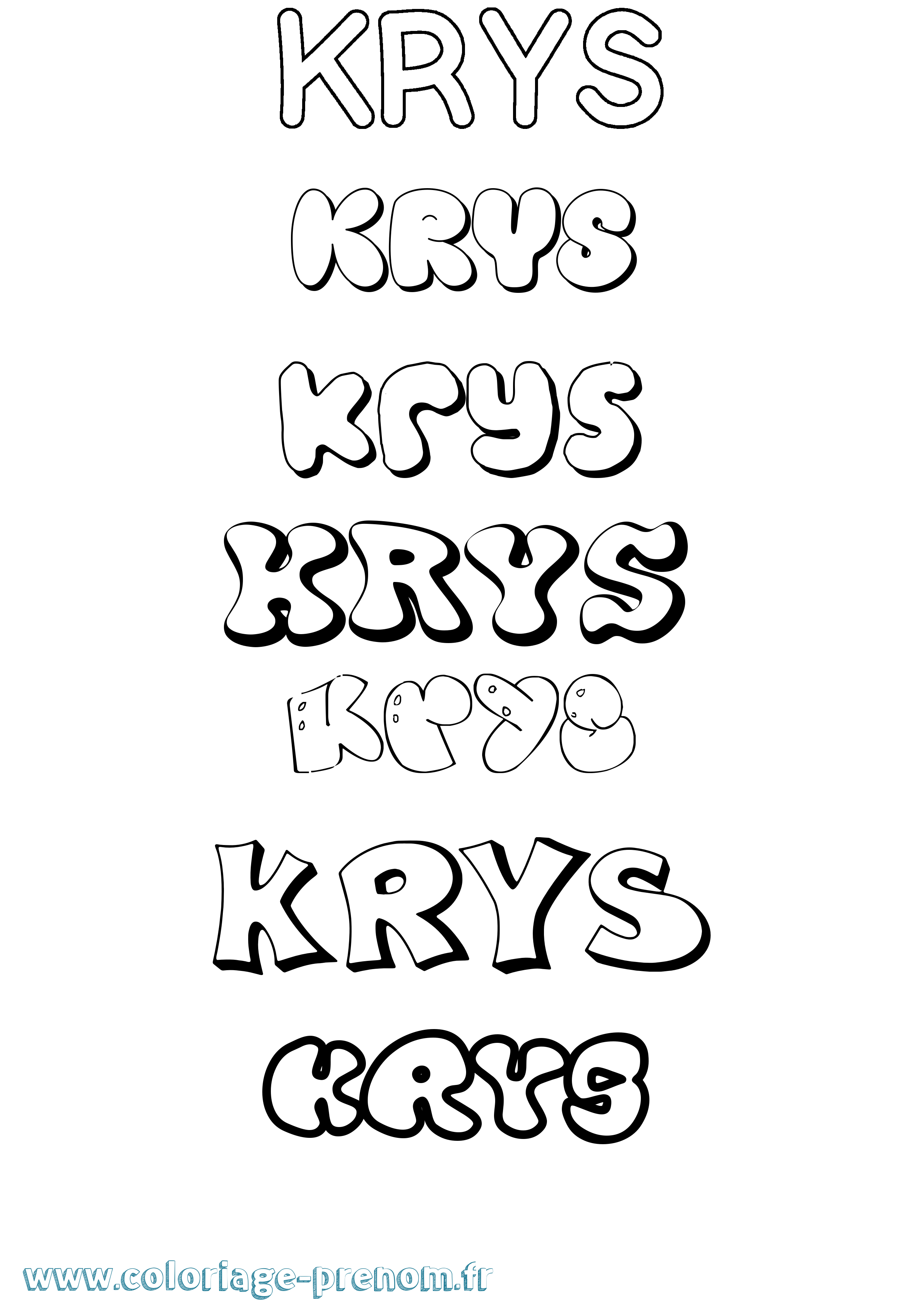 Coloriage prénom Krys Bubble
