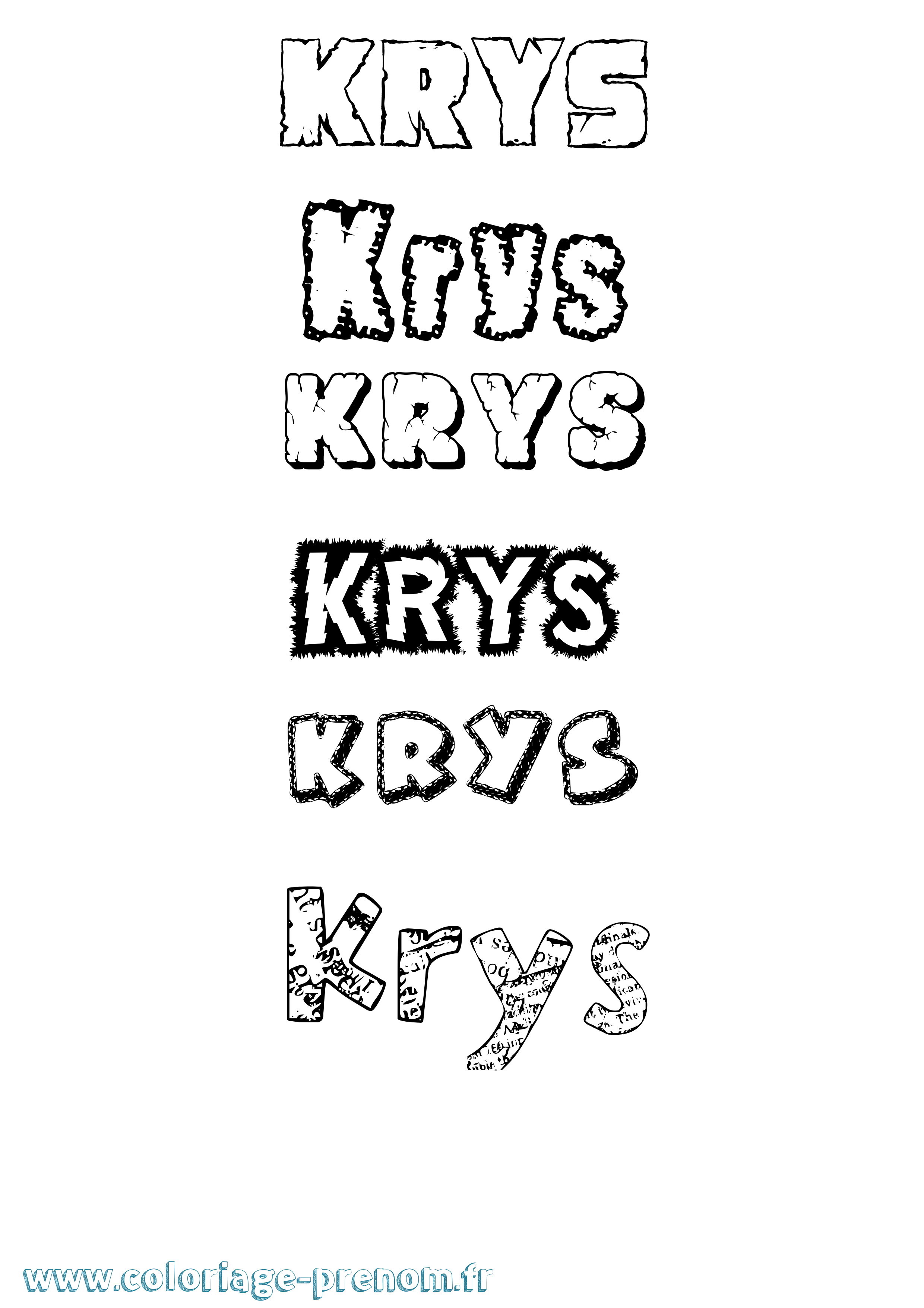 Coloriage prénom Krys Destructuré