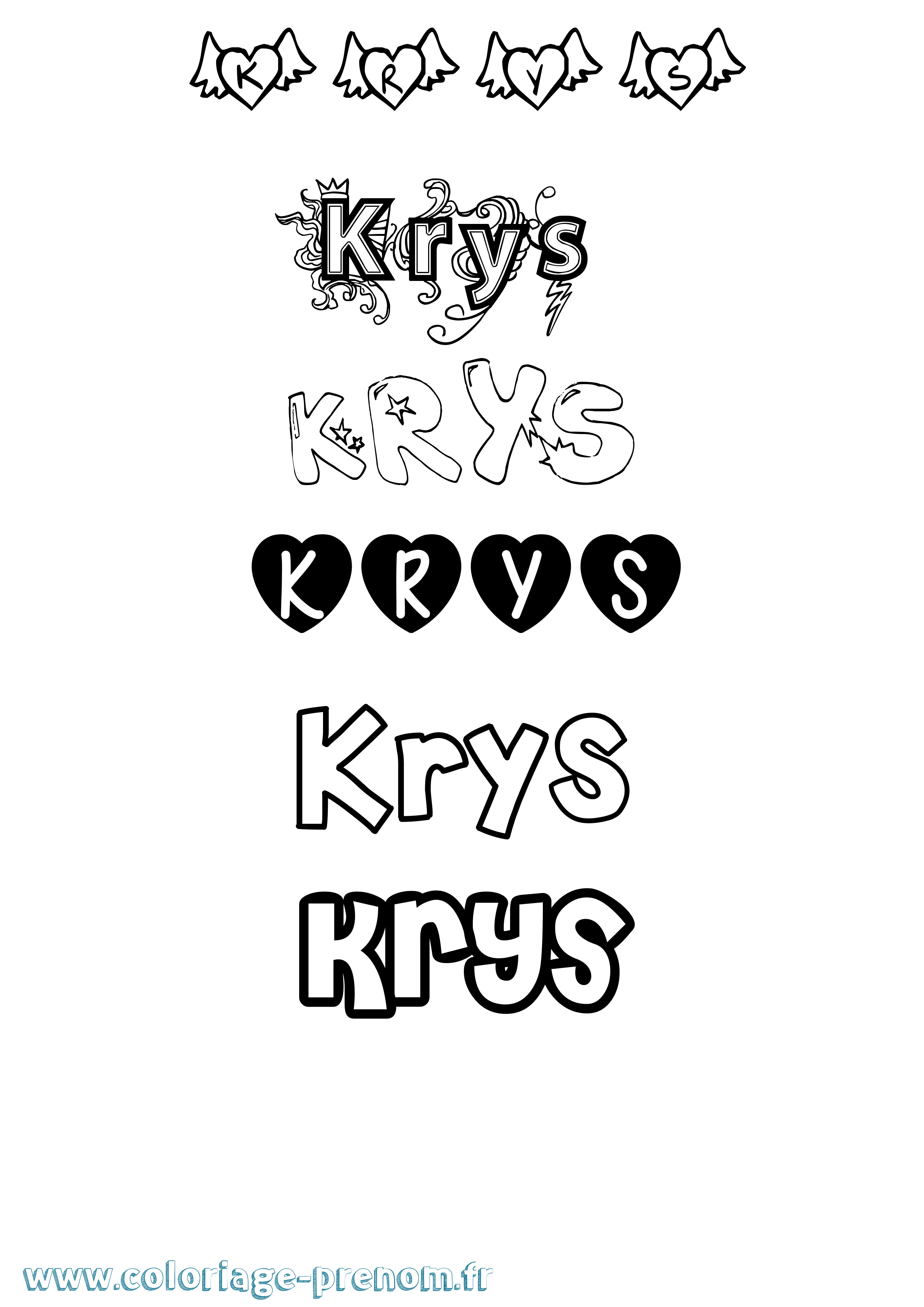 Coloriage prénom Krys Girly