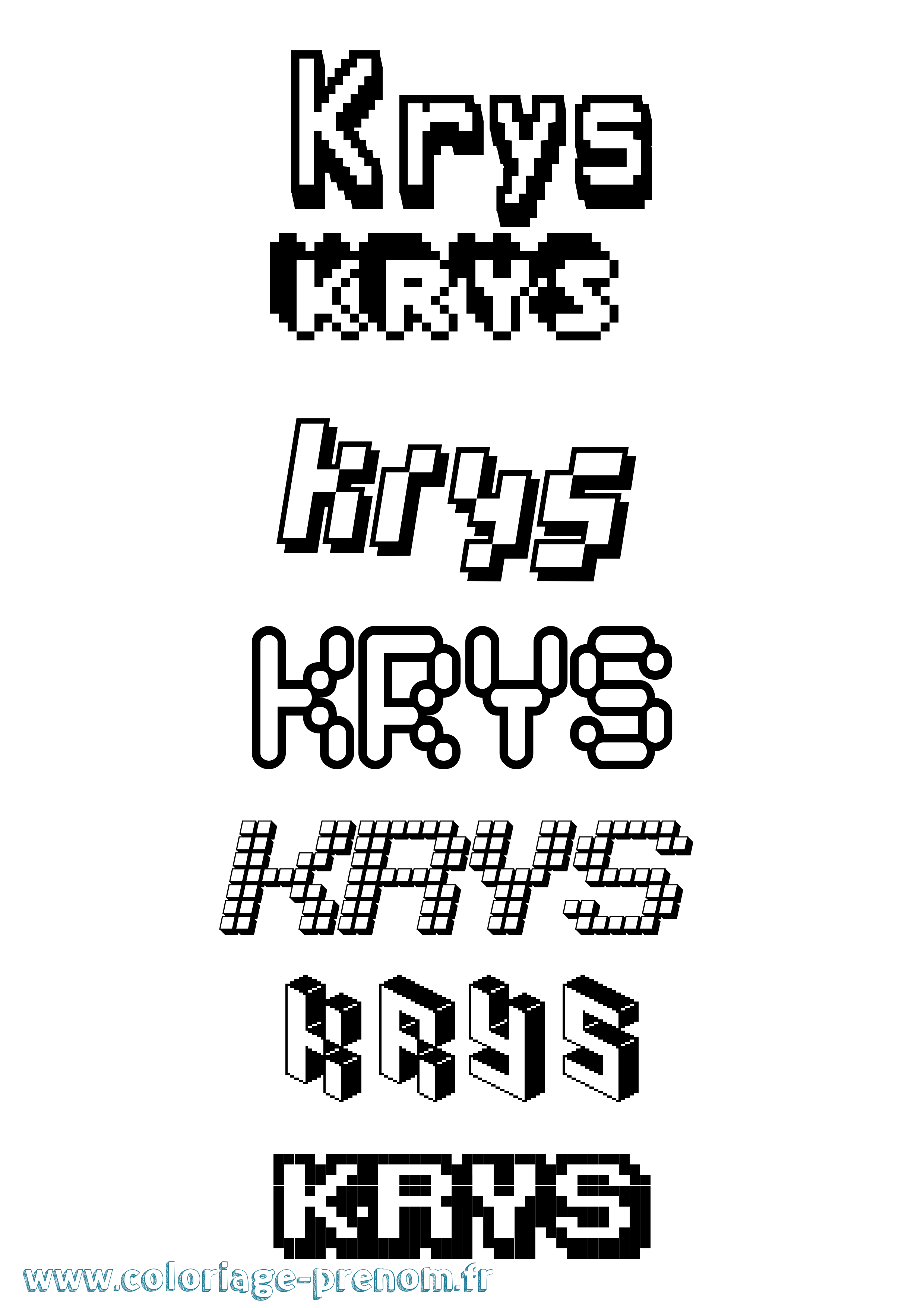 Coloriage prénom Krys Pixel