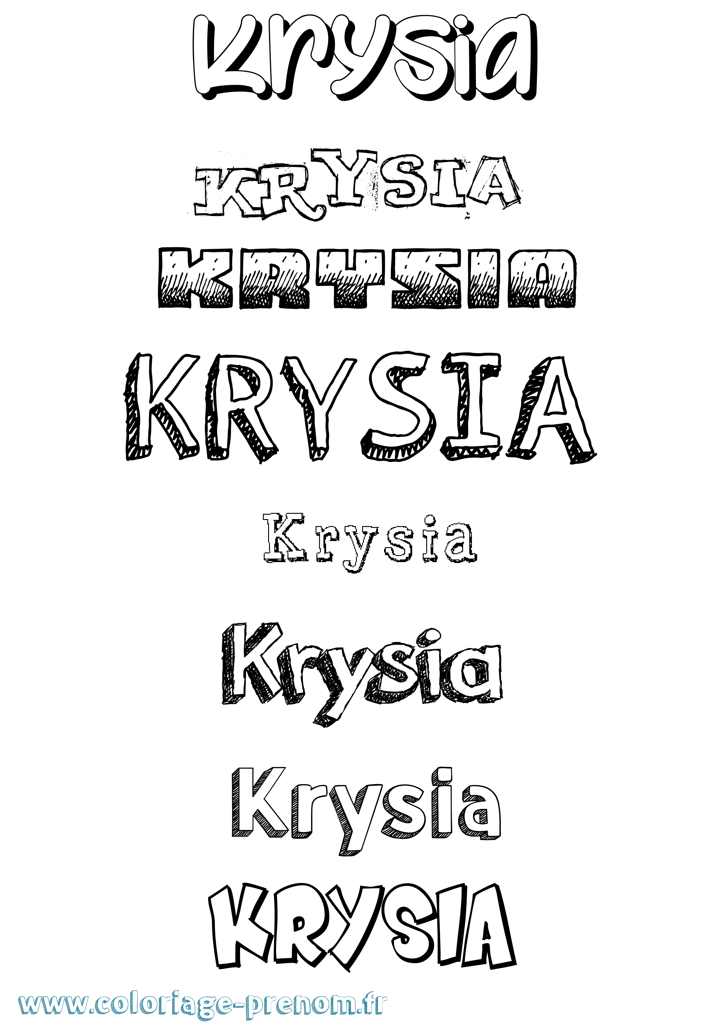 Coloriage prénom Krysia Dessiné