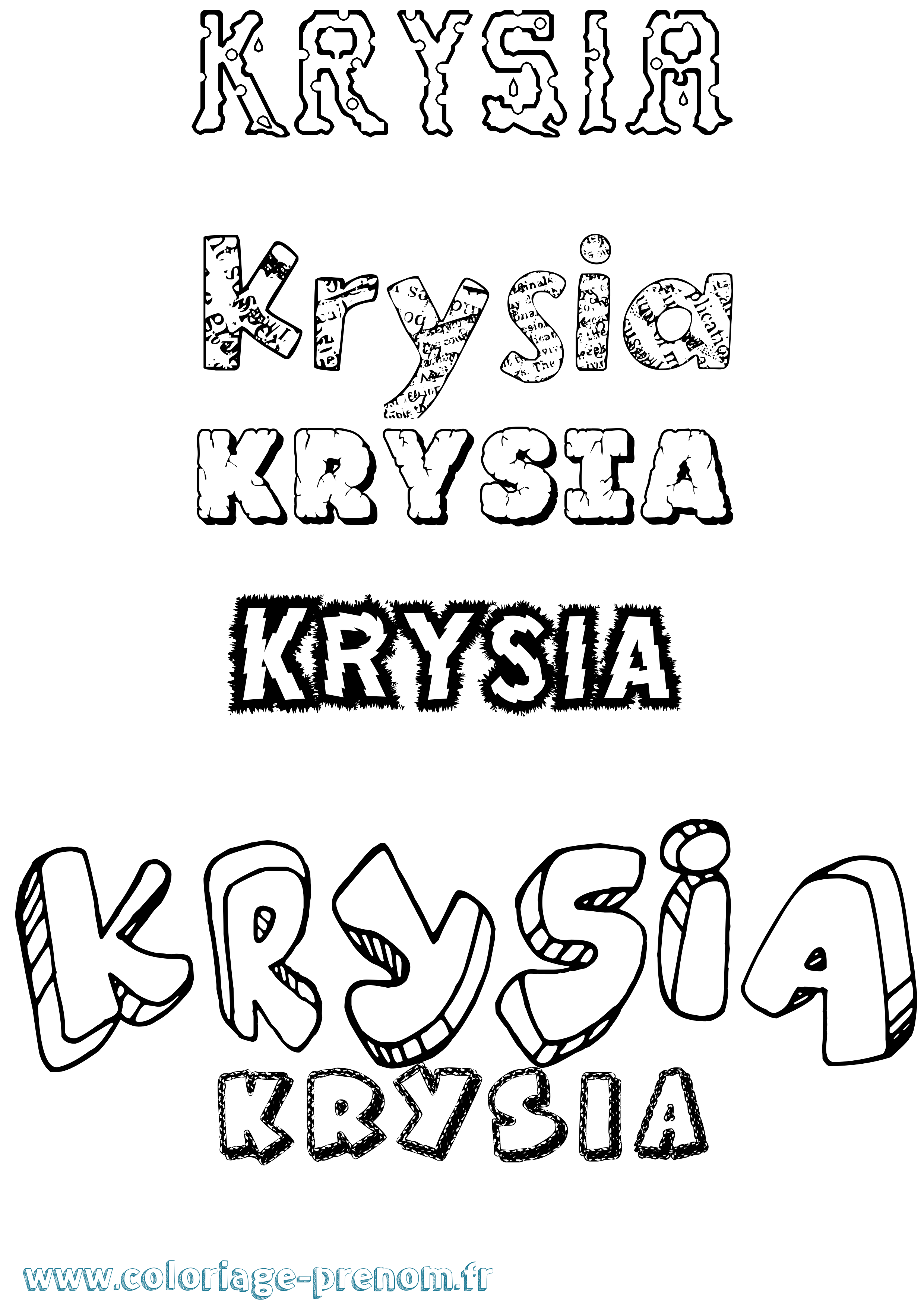 Coloriage prénom Krysia Destructuré