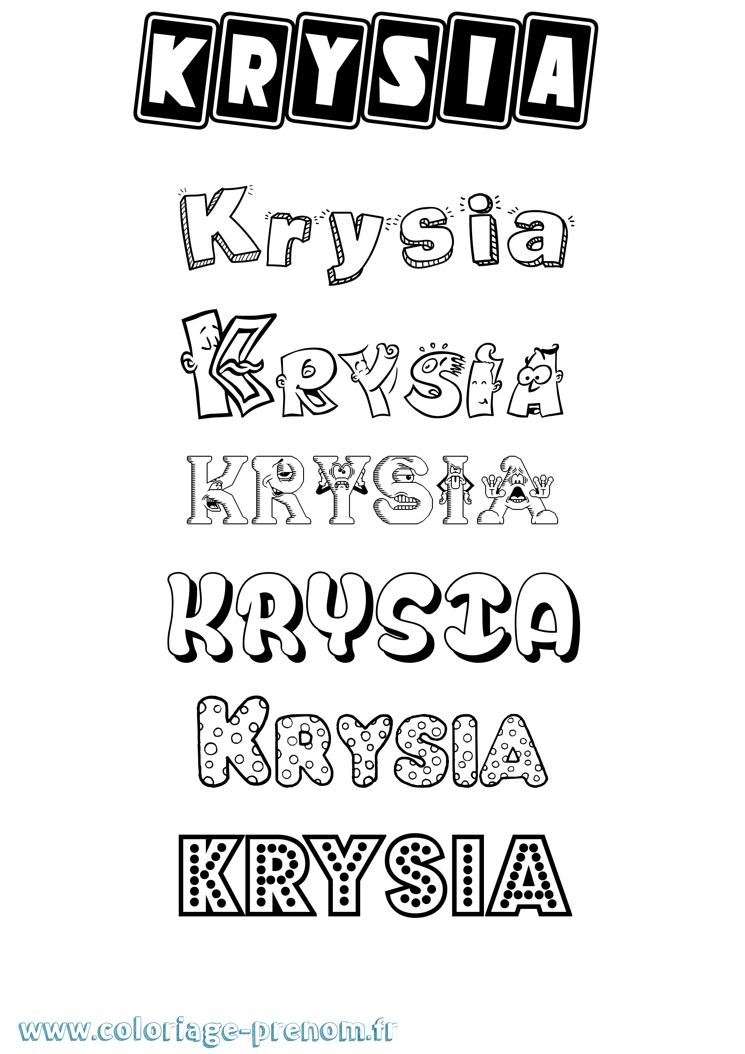 Coloriage prénom Krysia Fun