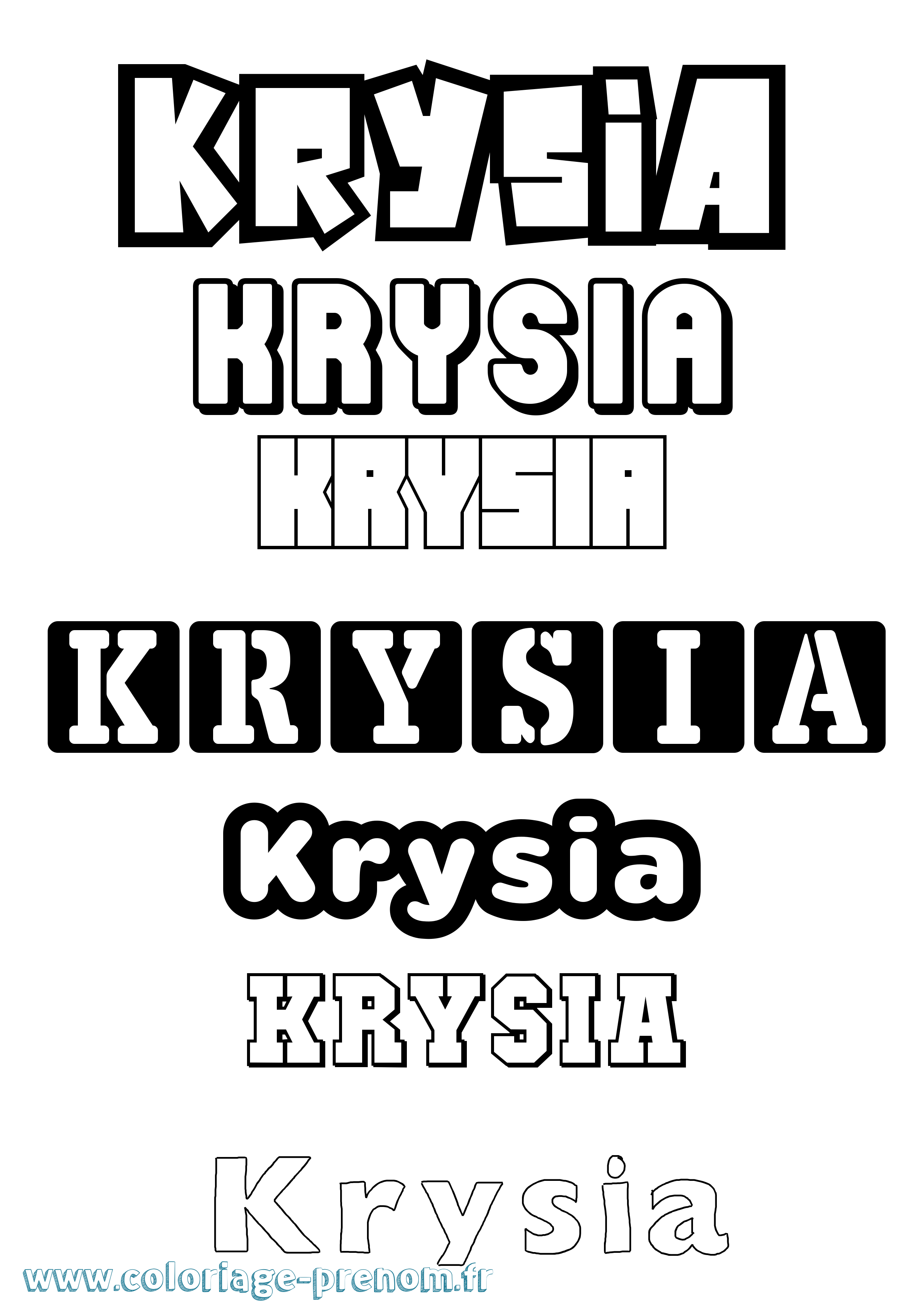 Coloriage prénom Krysia Simple