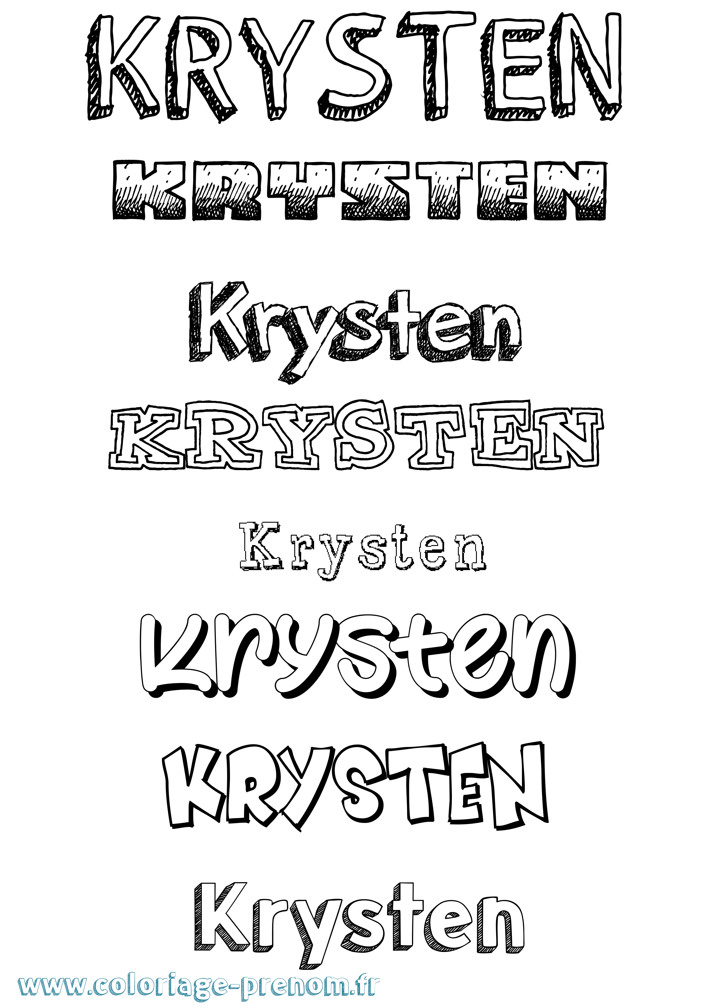 Coloriage prénom Krysten Dessiné