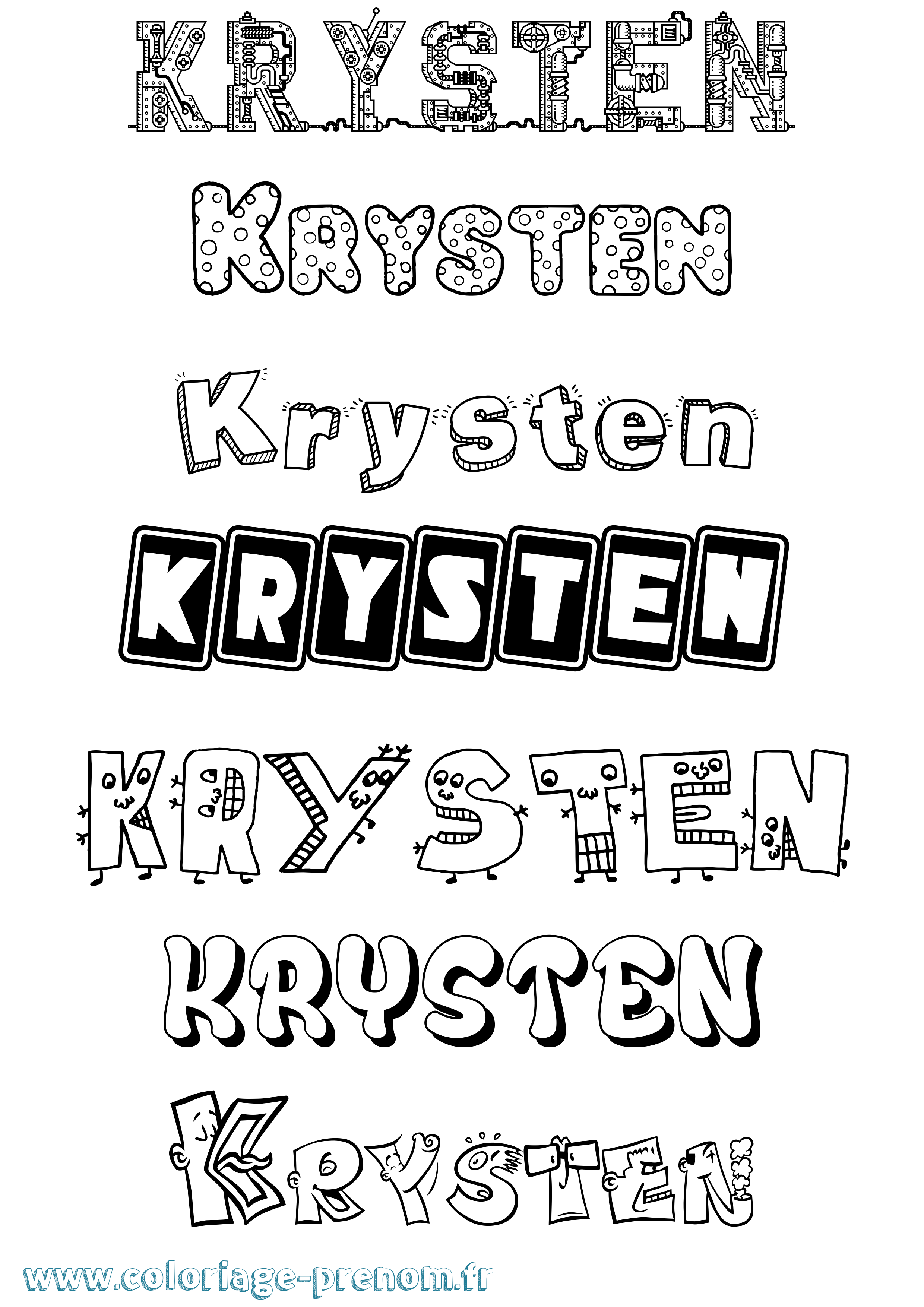 Coloriage prénom Krysten Fun