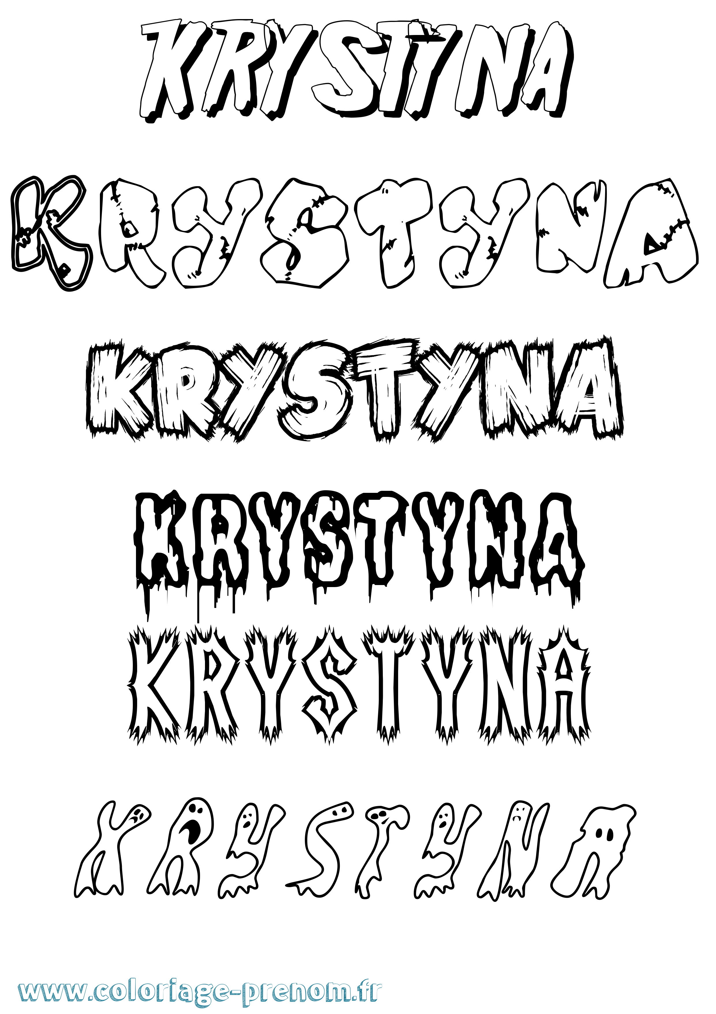 Coloriage prénom Krystyna Frisson