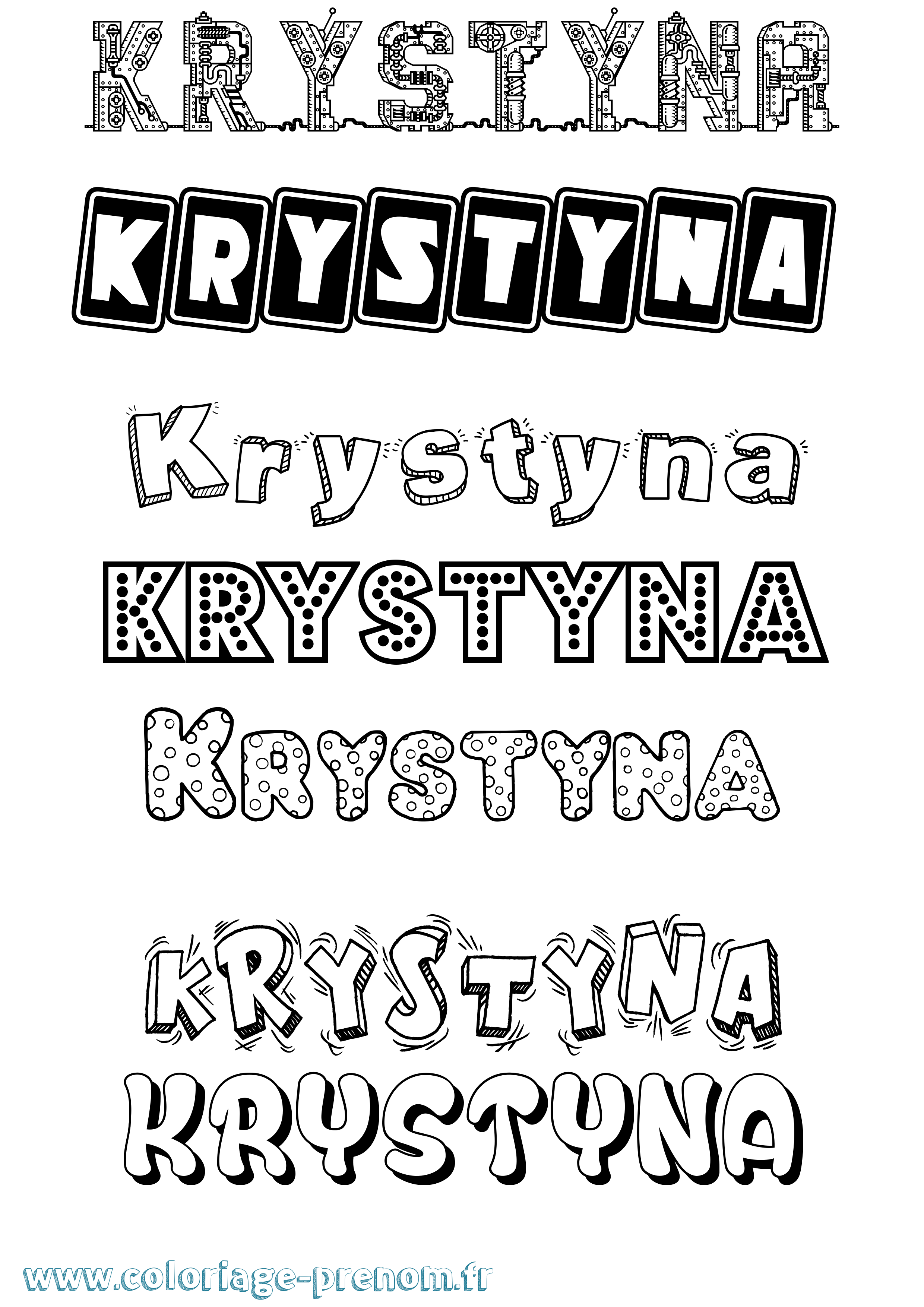 Coloriage prénom Krystyna Fun