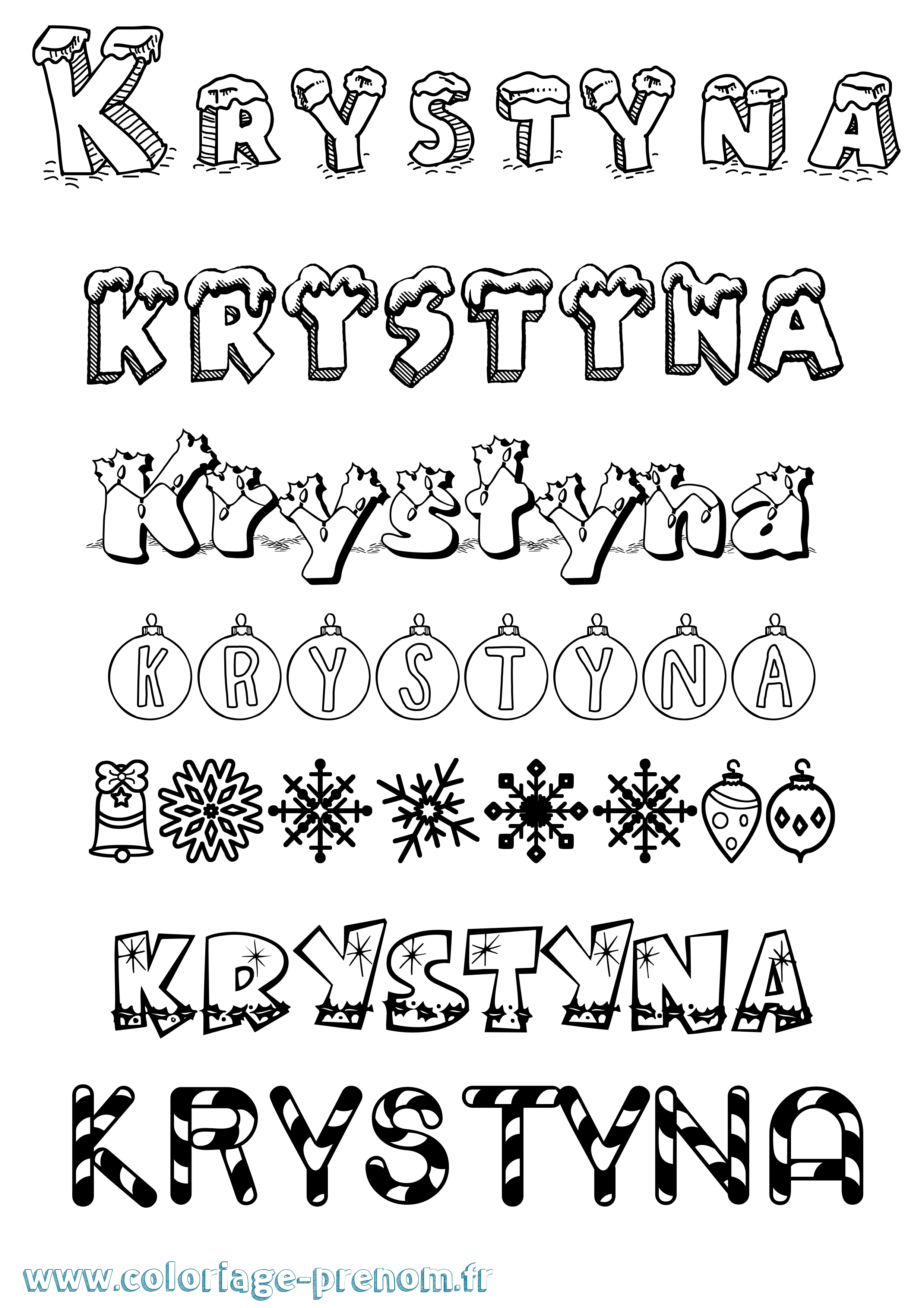 Coloriage prénom Krystyna Noël