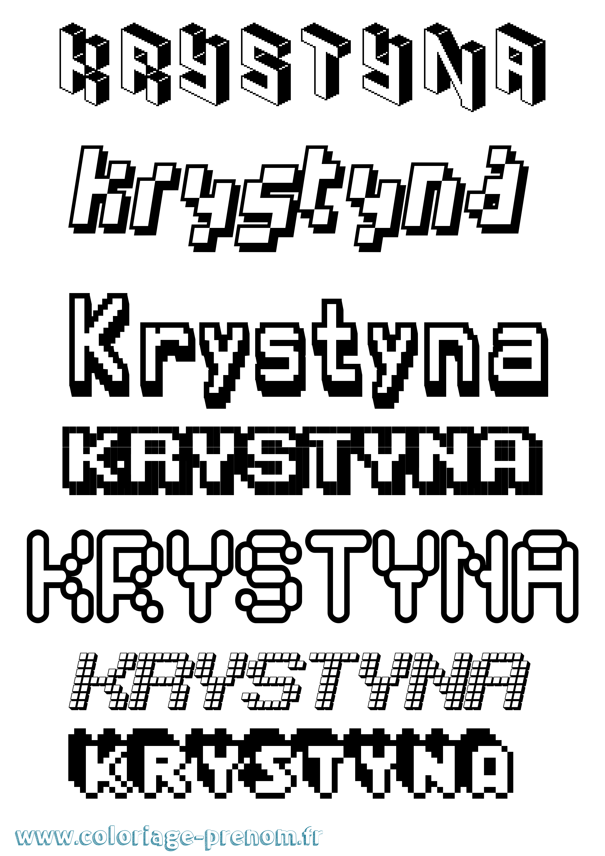 Coloriage prénom Krystyna Pixel