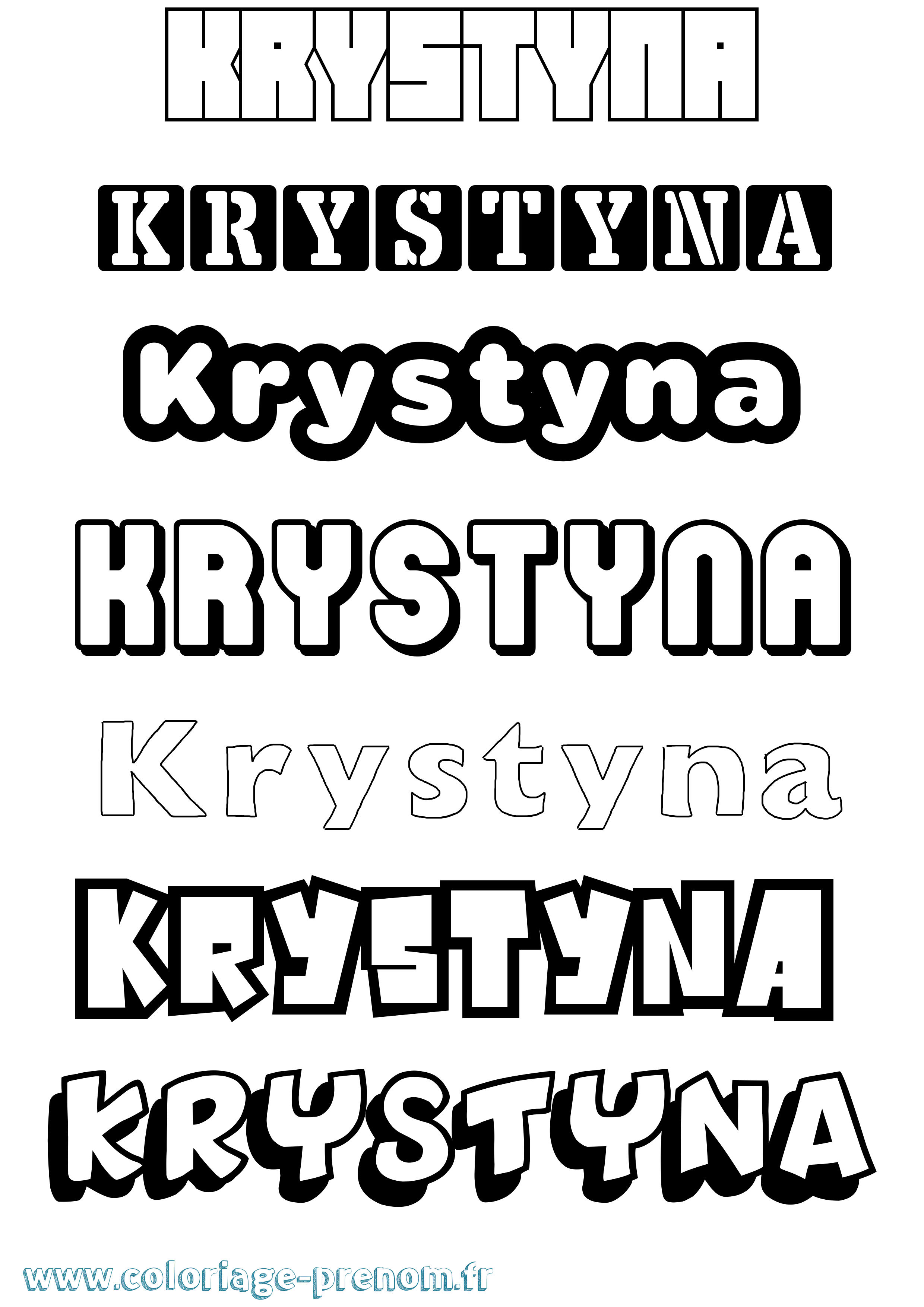 Coloriage prénom Krystyna Simple