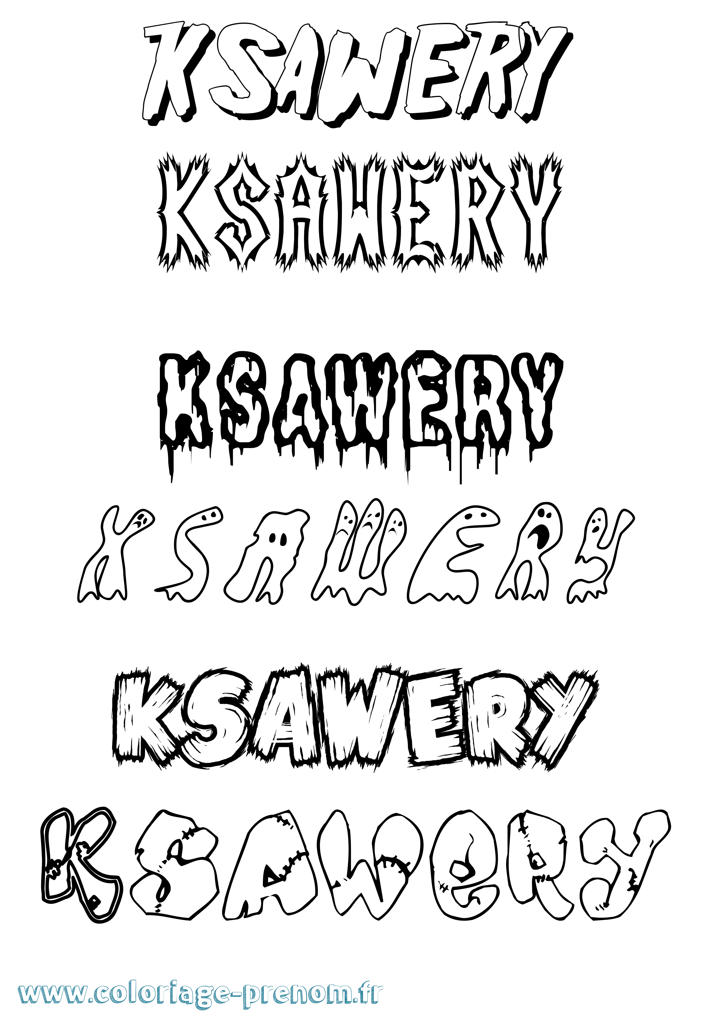 Coloriage prénom Ksawery Frisson