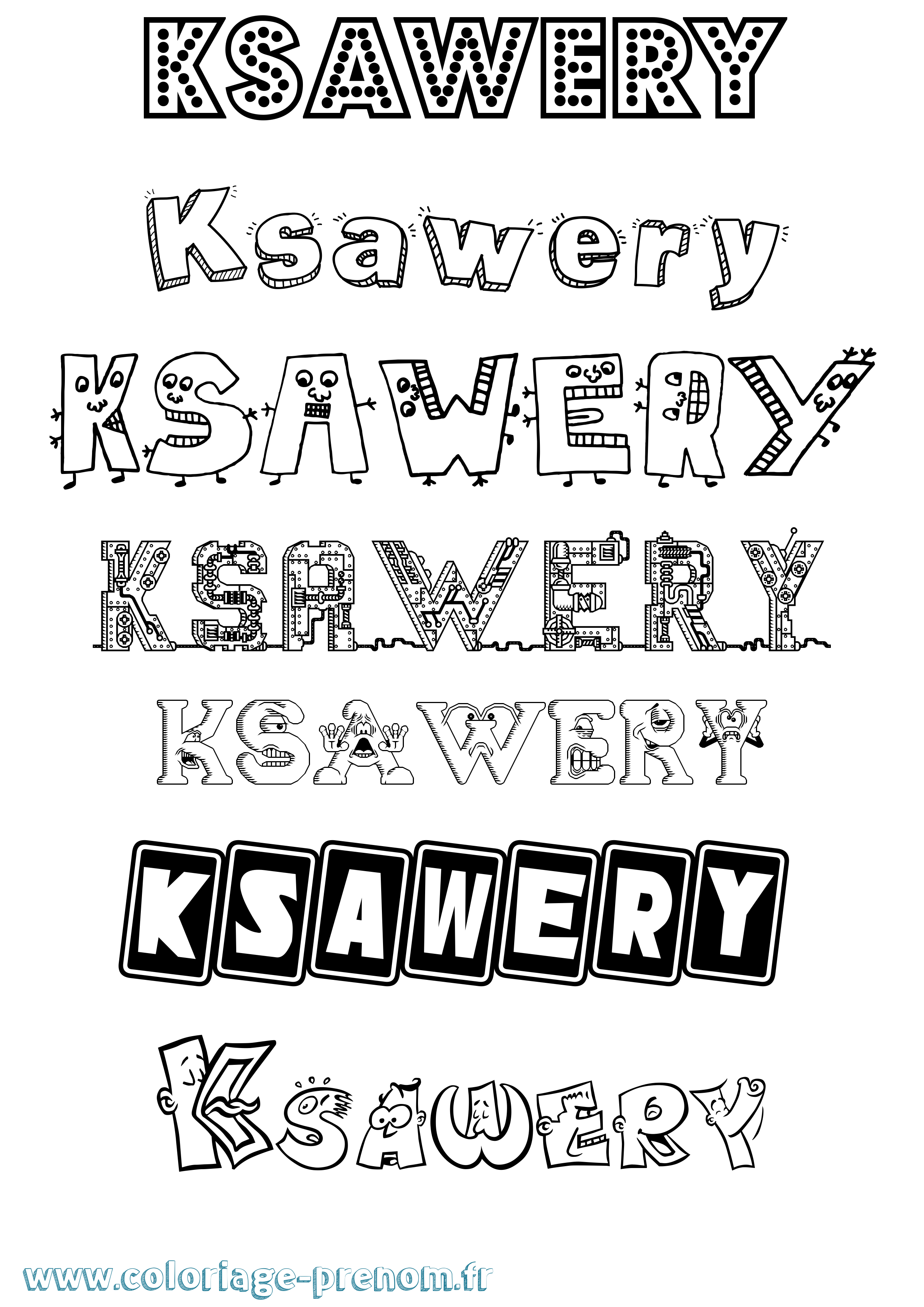Coloriage prénom Ksawery Fun