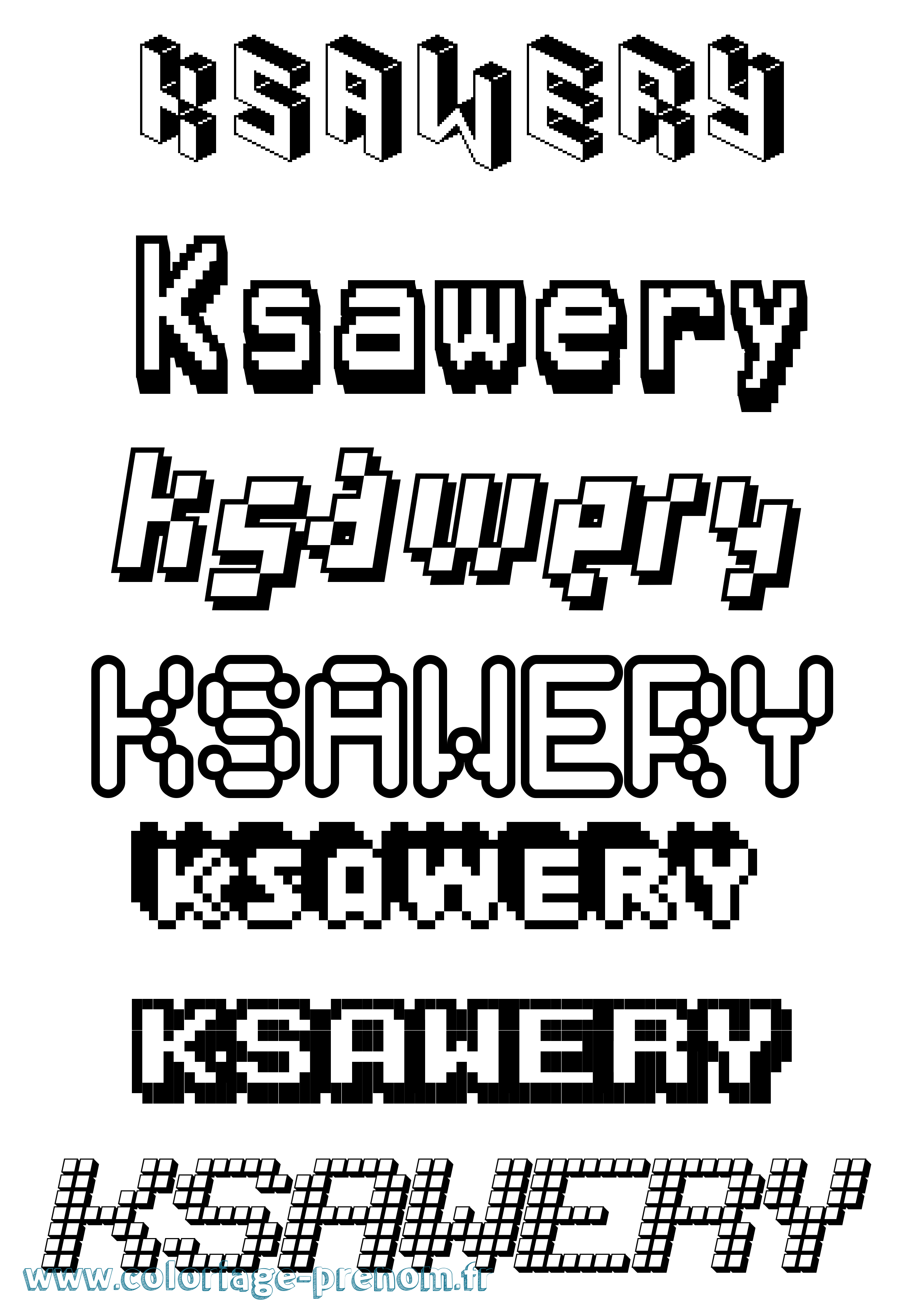 Coloriage prénom Ksawery Pixel