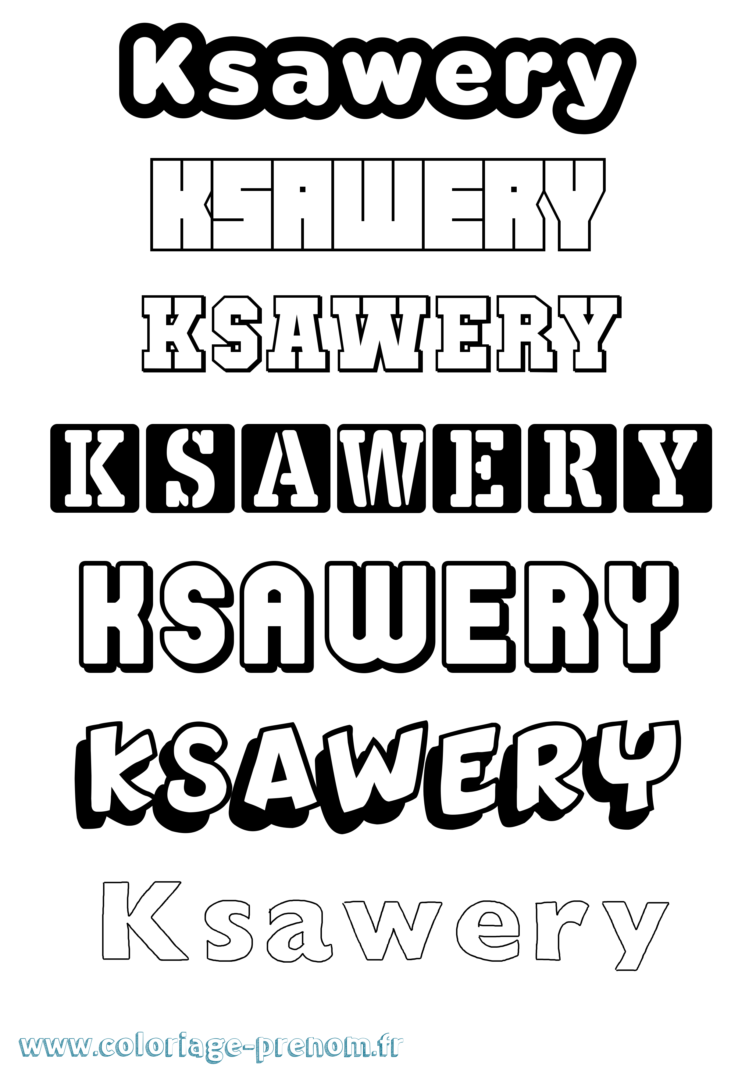 Coloriage prénom Ksawery Simple