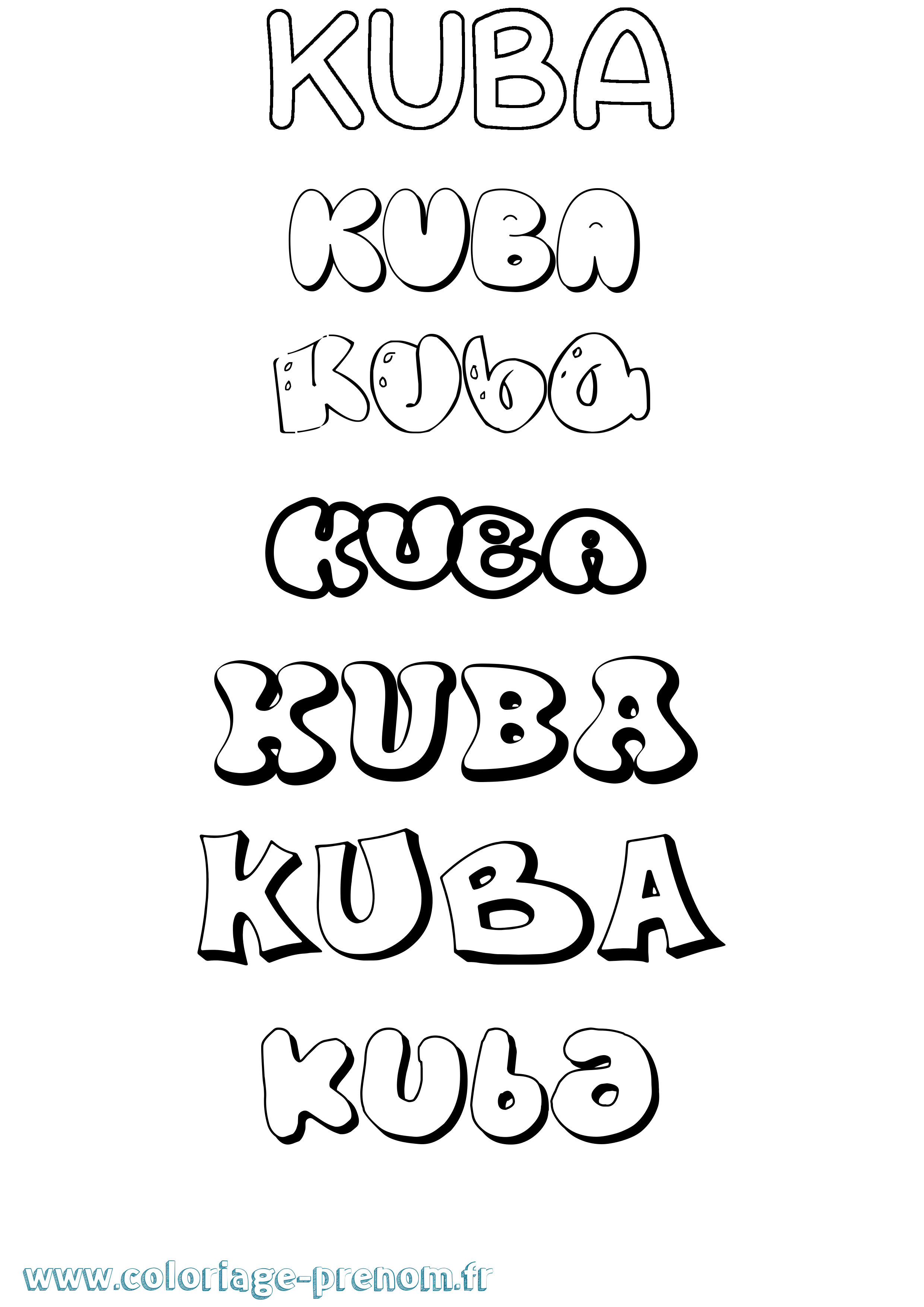 Coloriage prénom Kuba Bubble