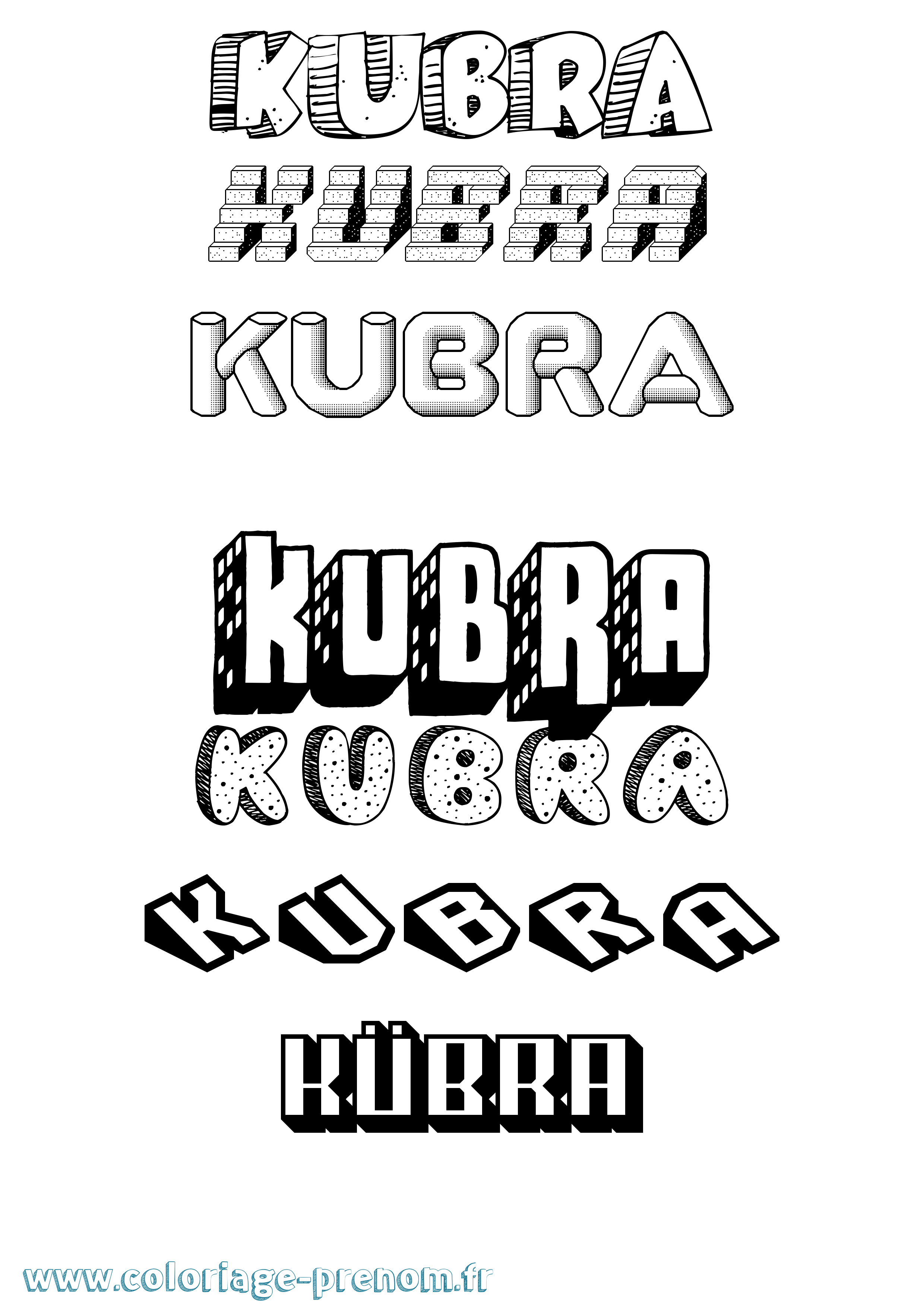 Coloriage Kübra Effet 3D Coloriage prénom Kübra Effet 3D